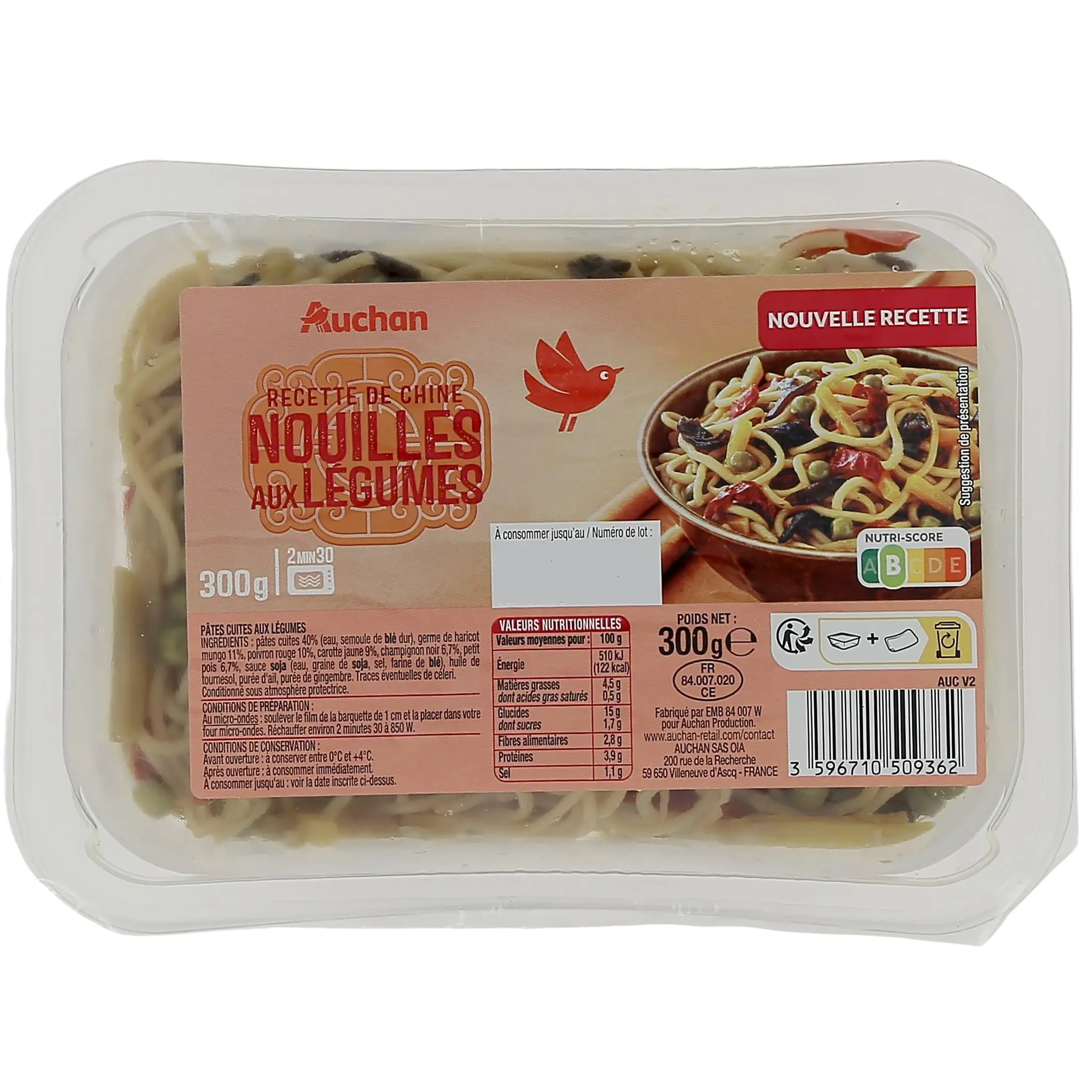 AUCHAN Nouilles aux légumes