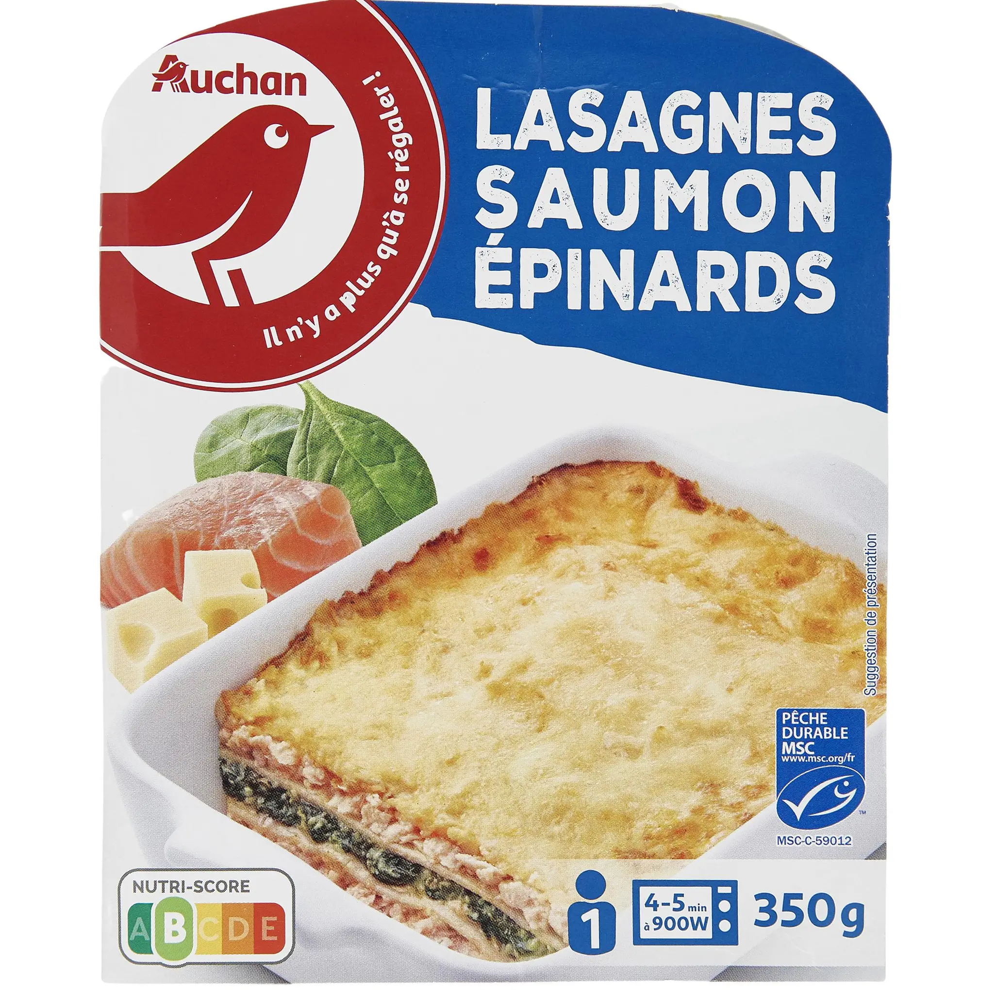 AUCHAN Lasagne saumon épinards