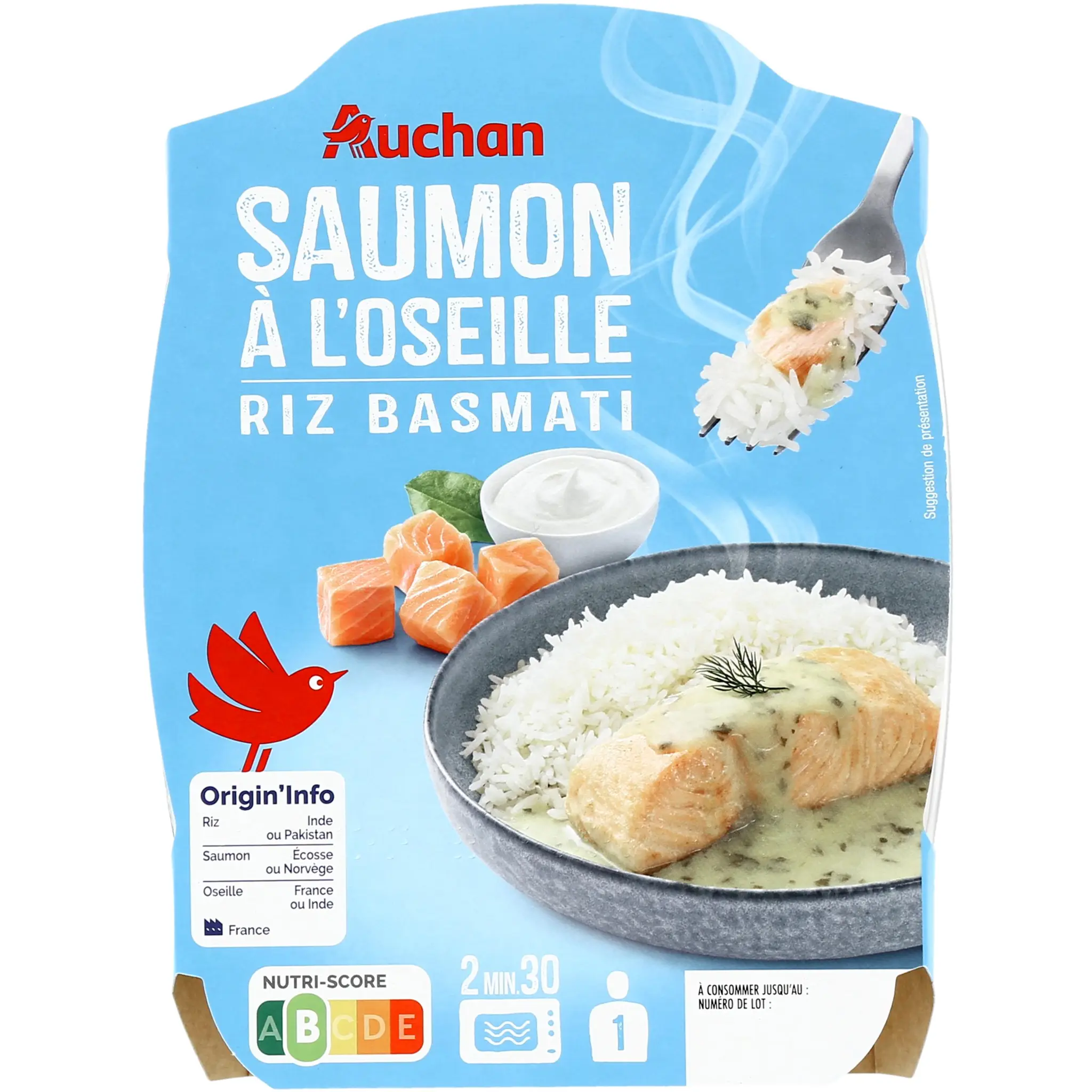 AUCHAN Pavé de saumon à l'oseille et riz