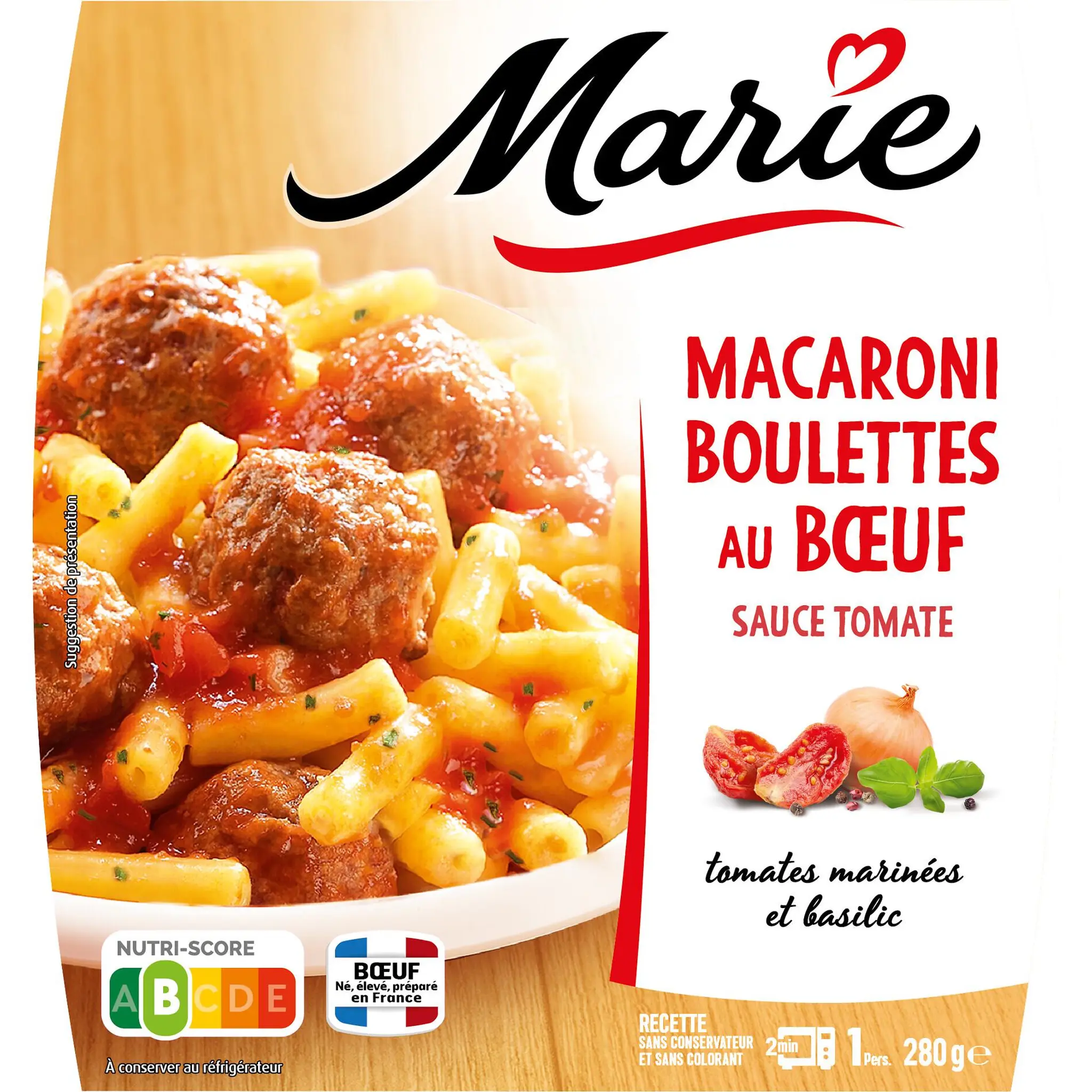 MARIE Boulette de boeuf et ses macaronis sans couverts
