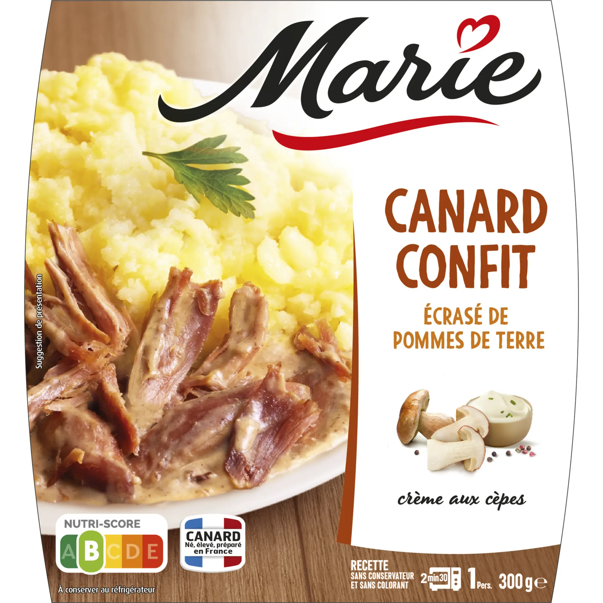 MARIE Canard confit et écrasé de pommes de terre sans couverts