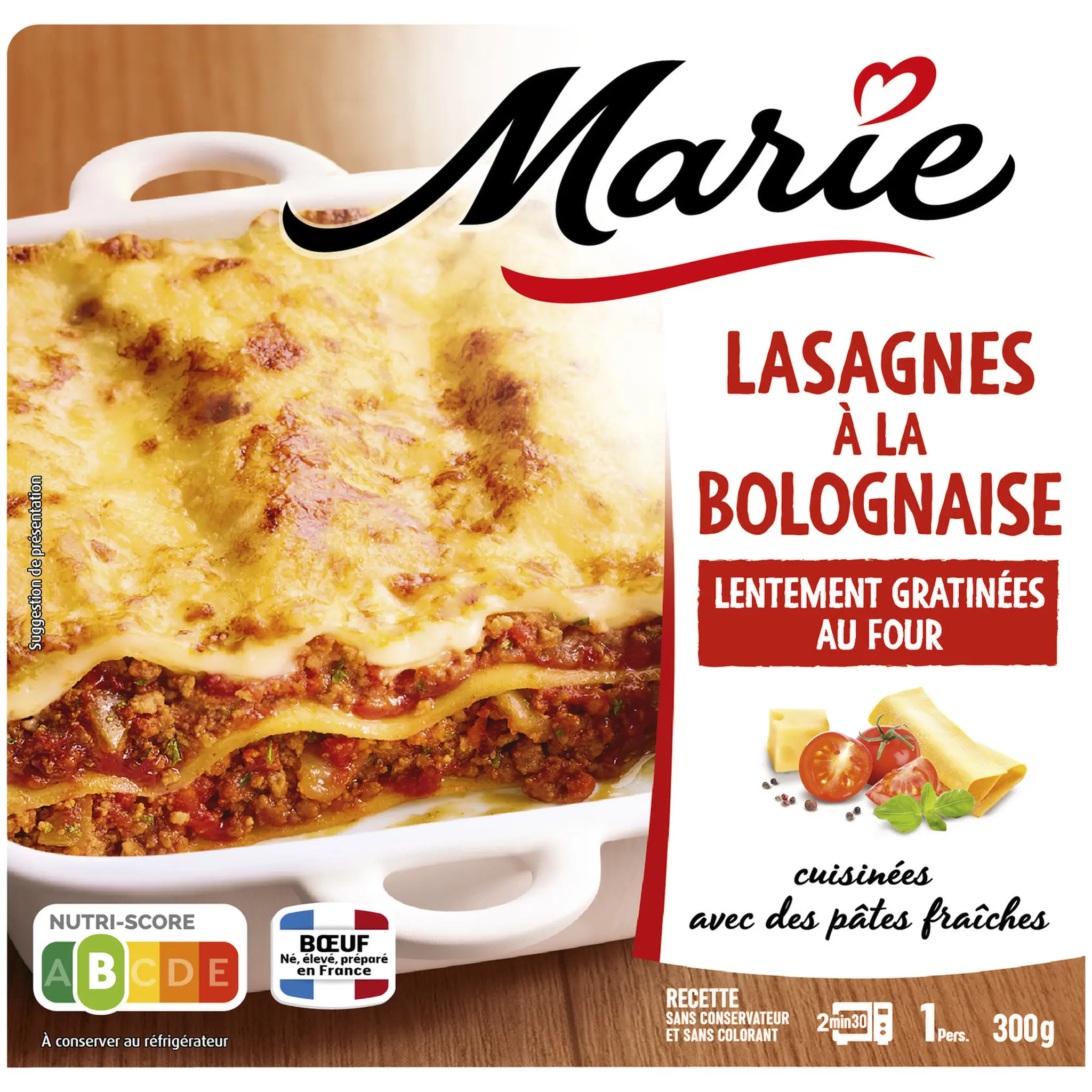 MARIE Lasagnes à la bolognaise sans couverts