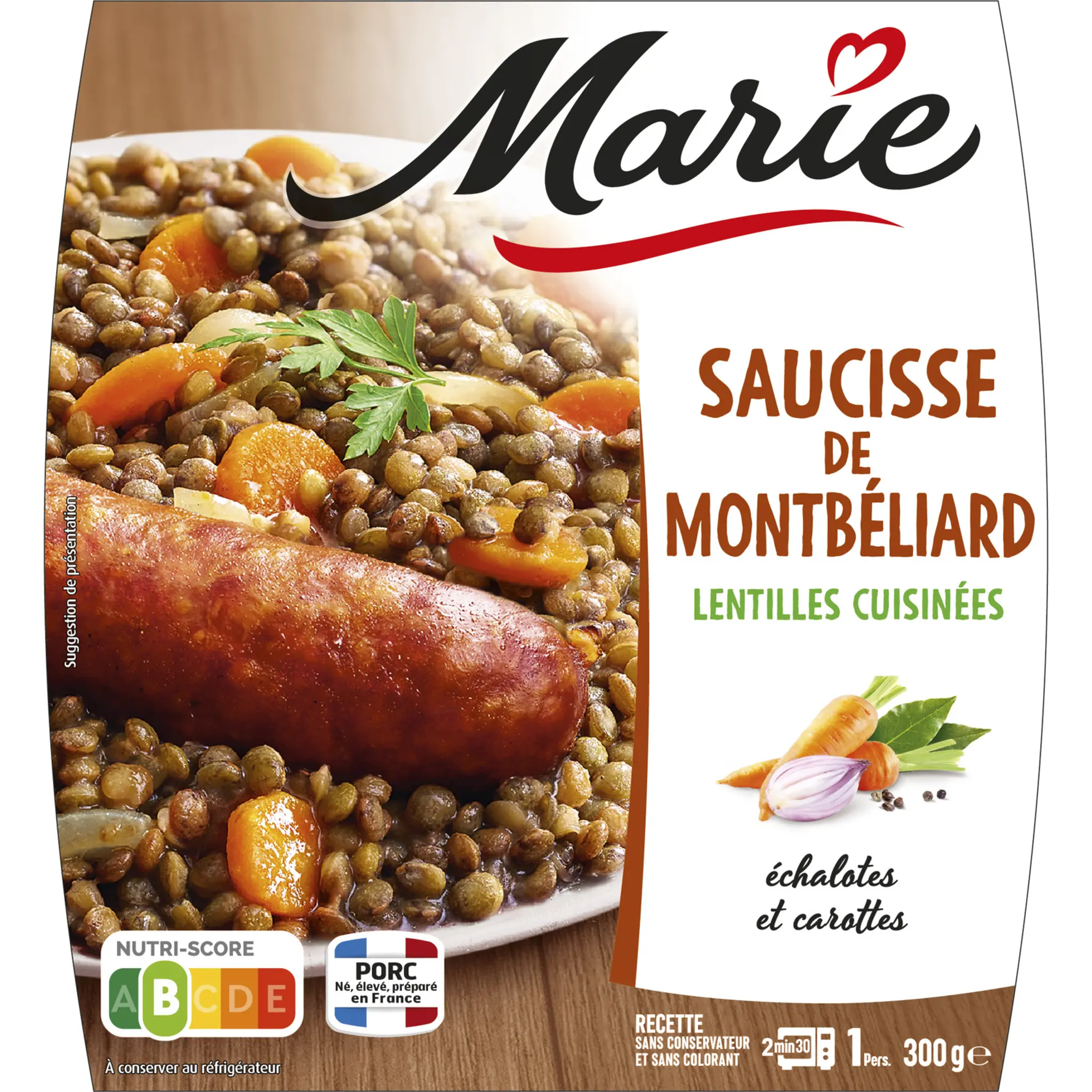 MARIE Saucisses de Montbéliard et lentilles cuisinées