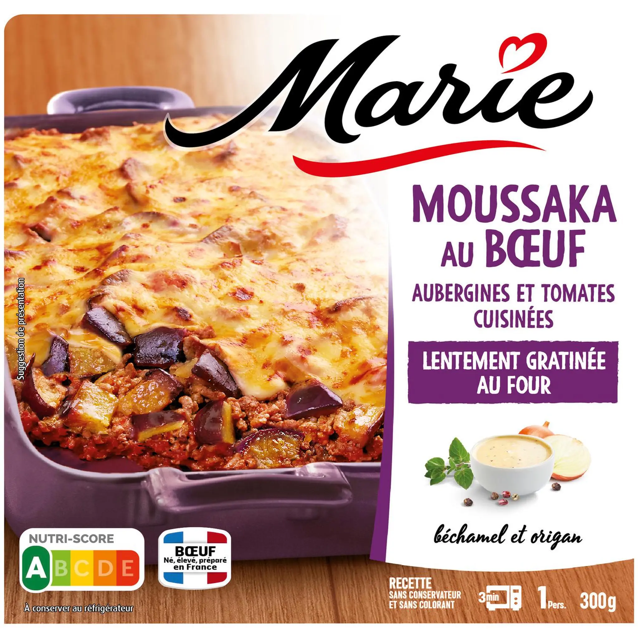 MARIE Moussaka au boeuf aubergines et tomates cuisinées