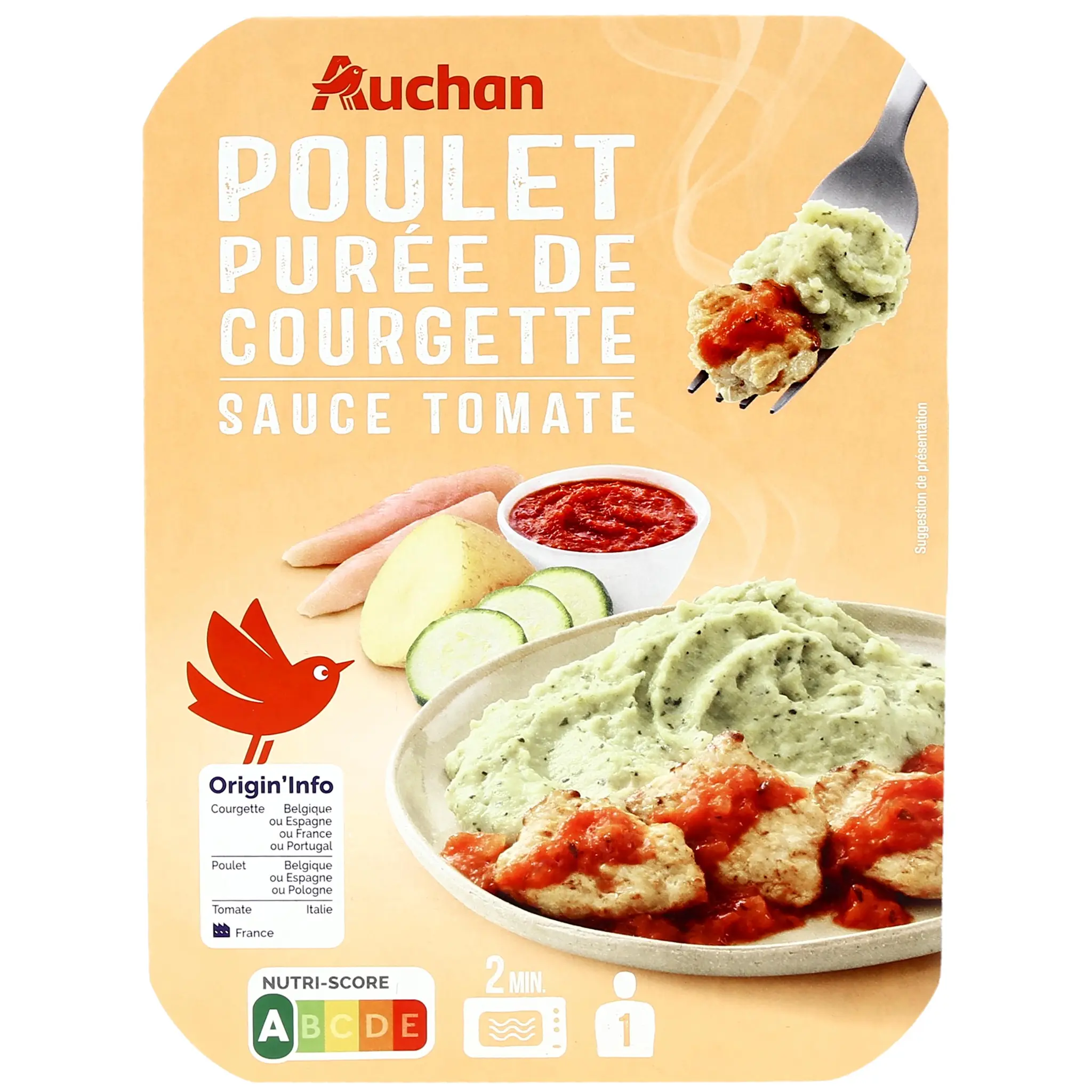 AUCHAN Poulet et purée de courgettes