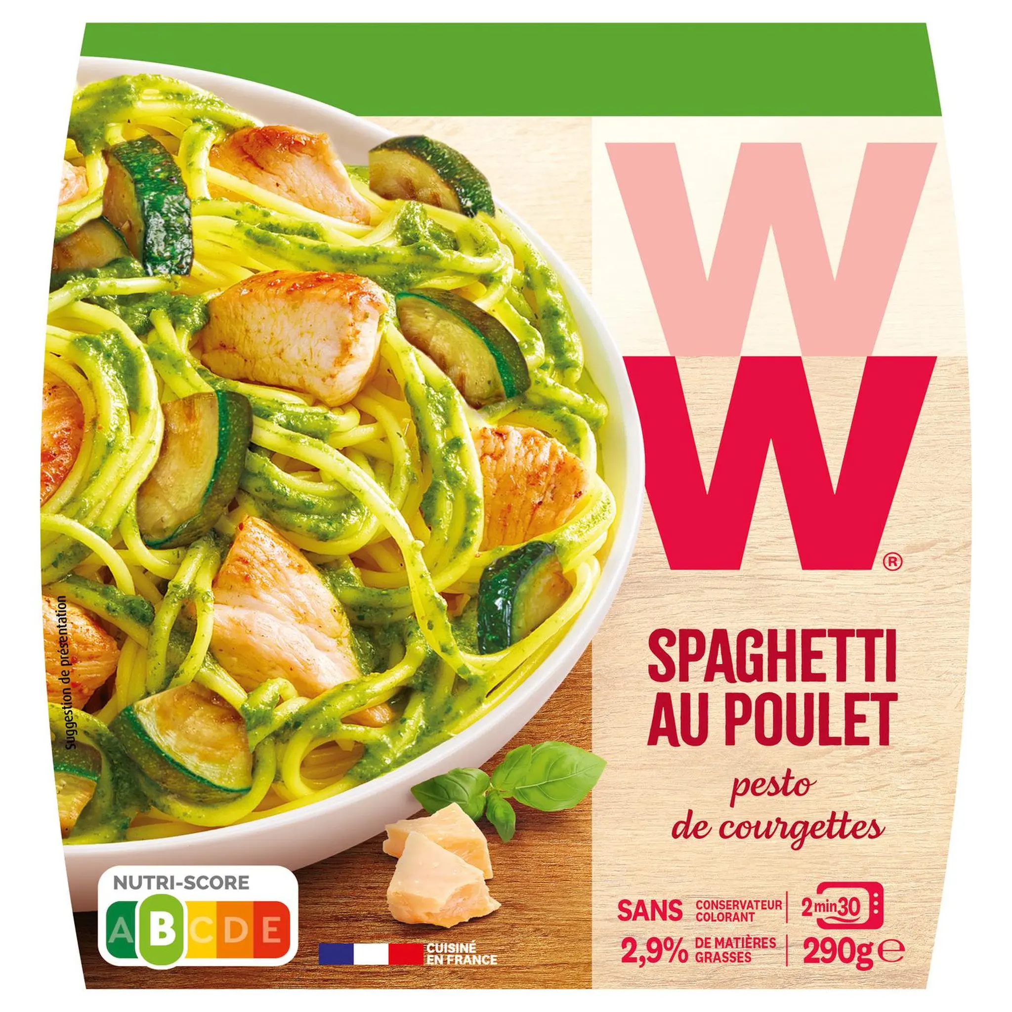 WEIGHT WATCHERS Spaghetti au poulet et pesto de courgettes