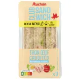 AUCHAN Sandwich triple thon crudités œuf mayonnaise