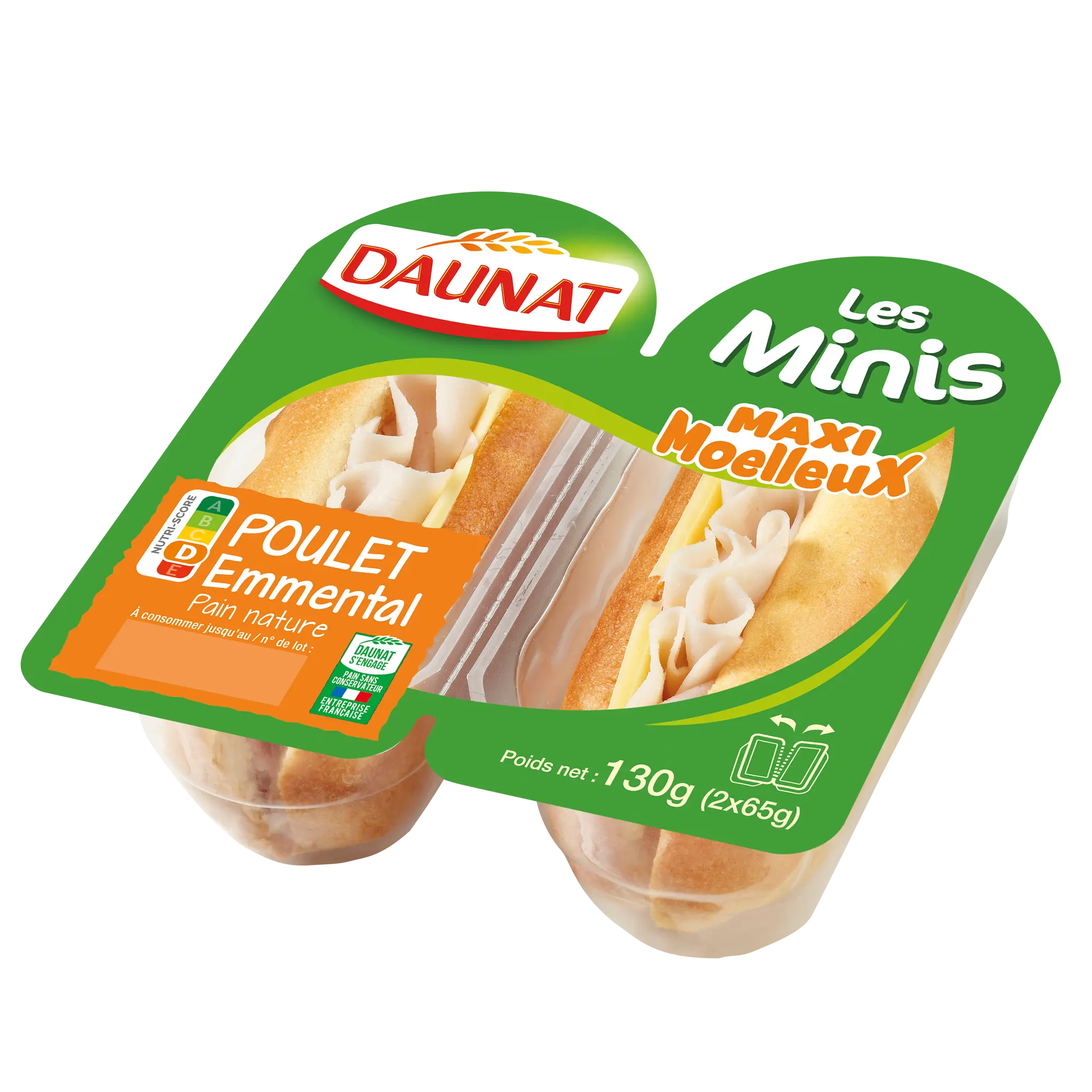 DAUNAT Mini sandwich au blanc de poulet et à l'emmental