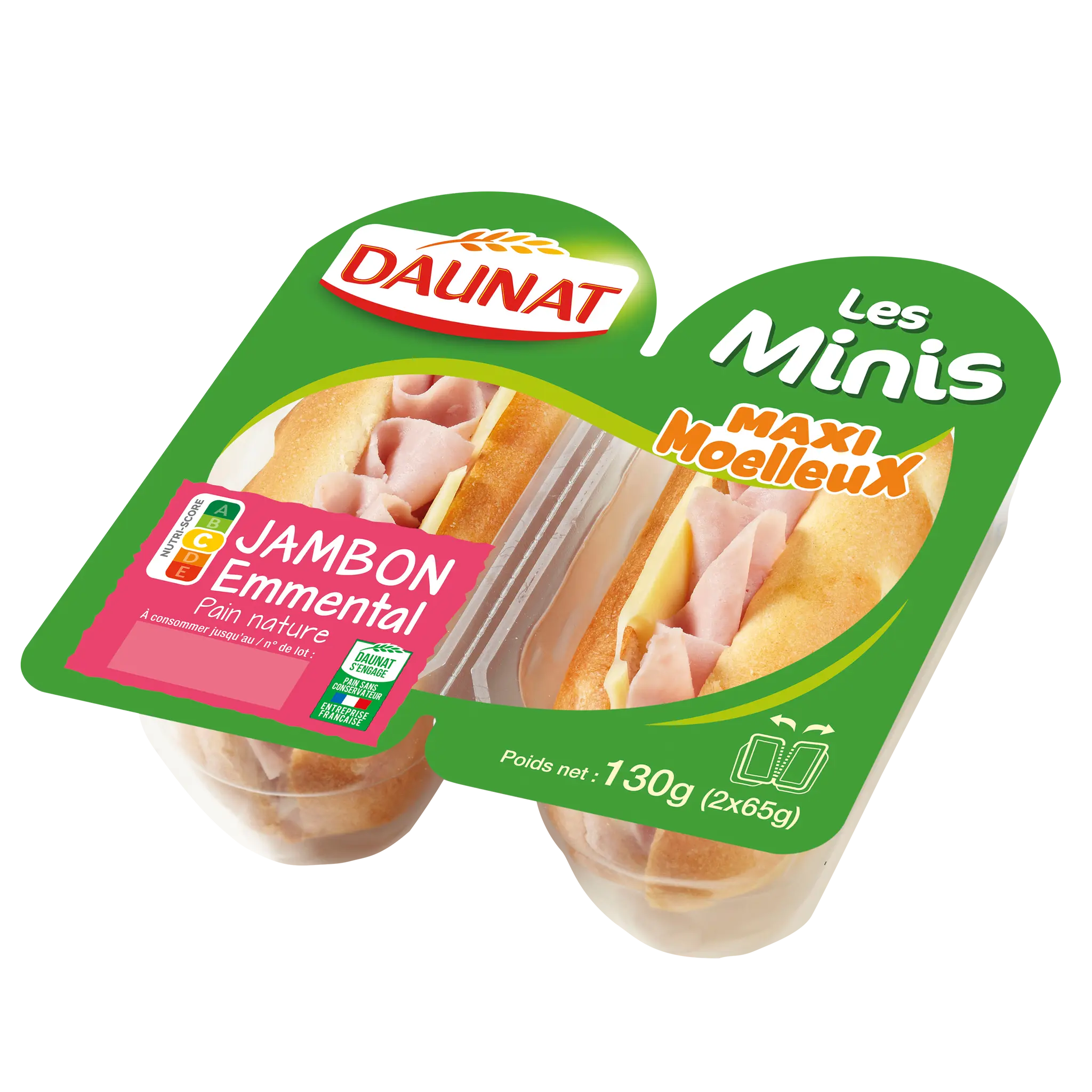 DAUNAT Mini sandwich au jambon et à l'emmental