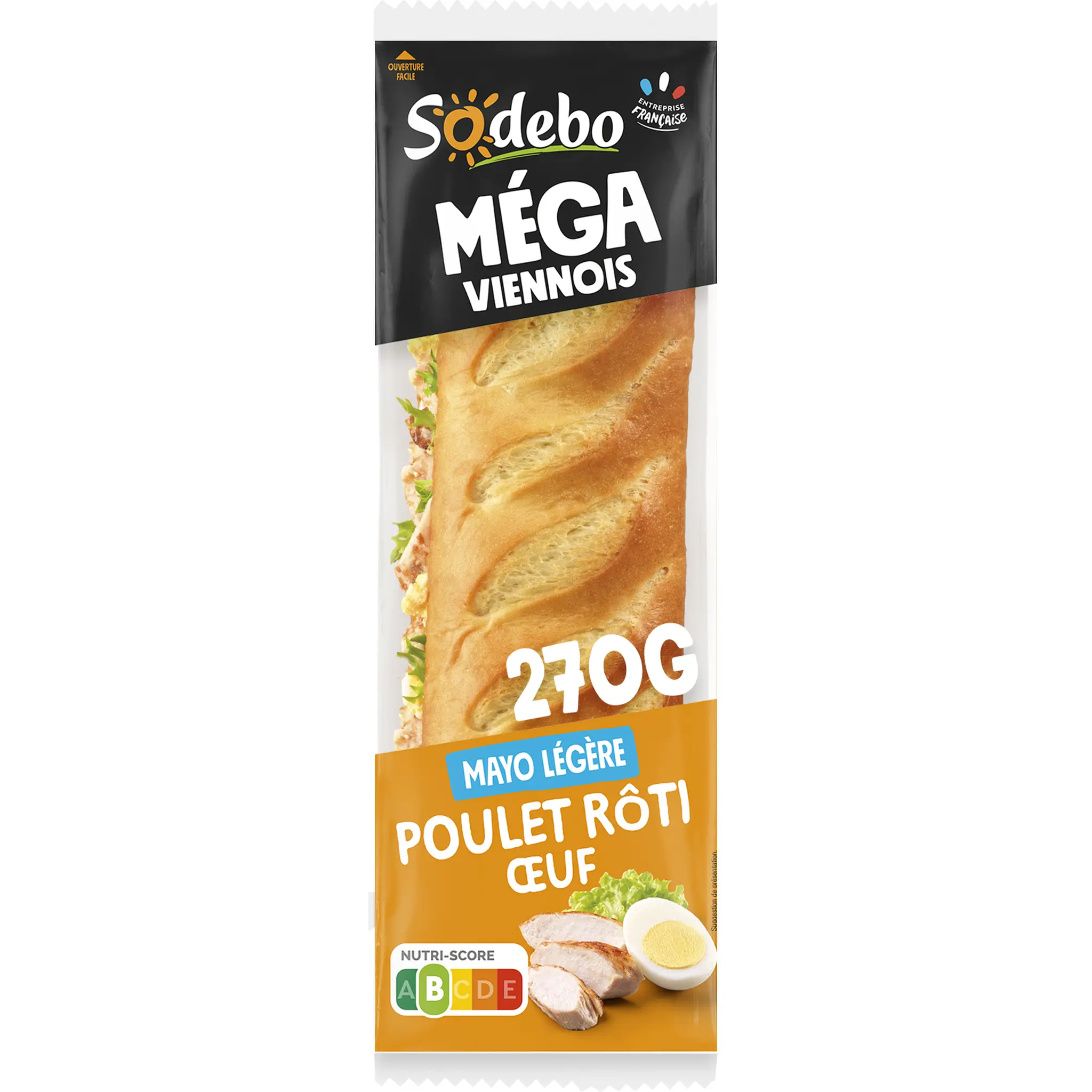 SODEBO Sandwich mega baguette viennois poulet œuf mayo