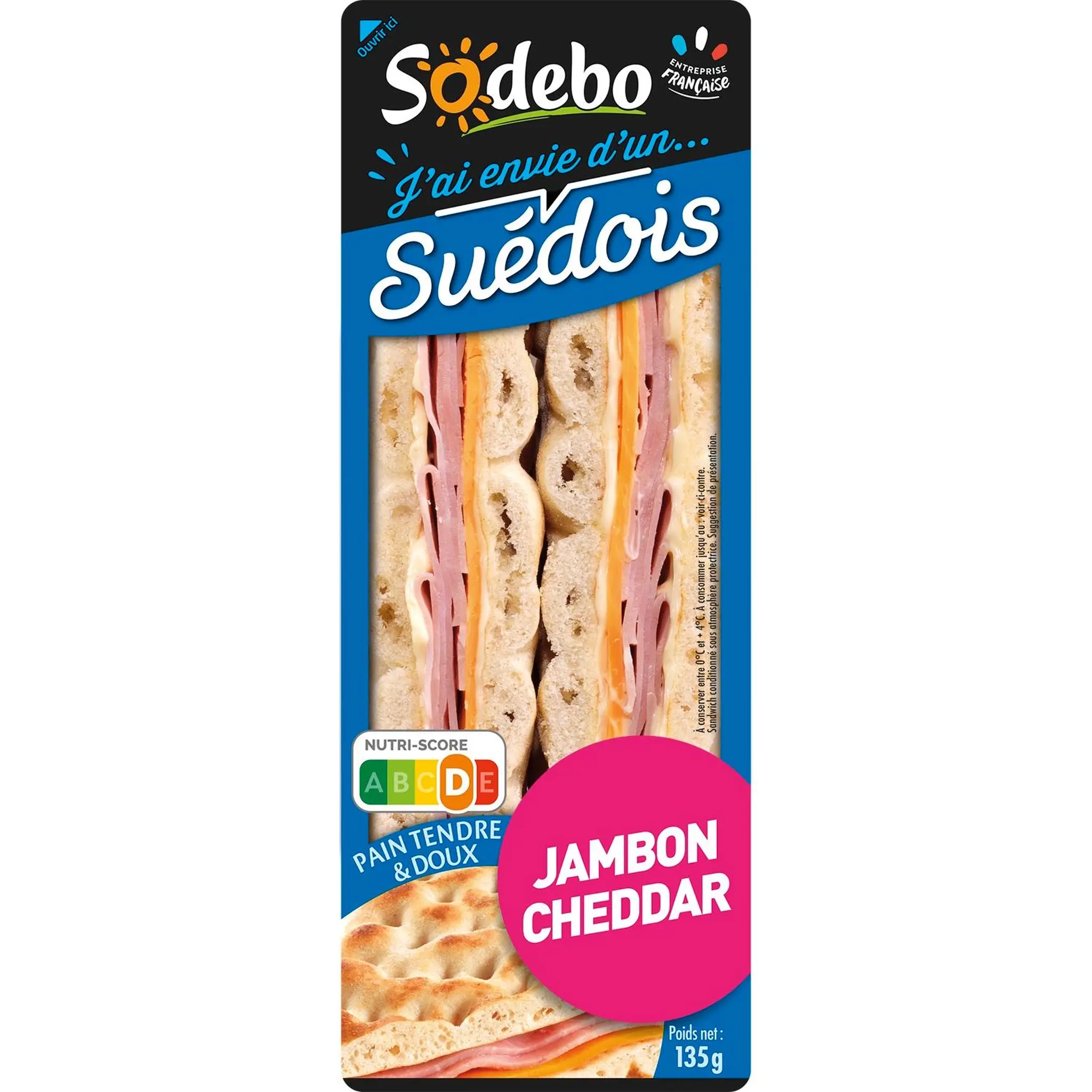 SODEBO Sandwich pain suédois jambon cheddar