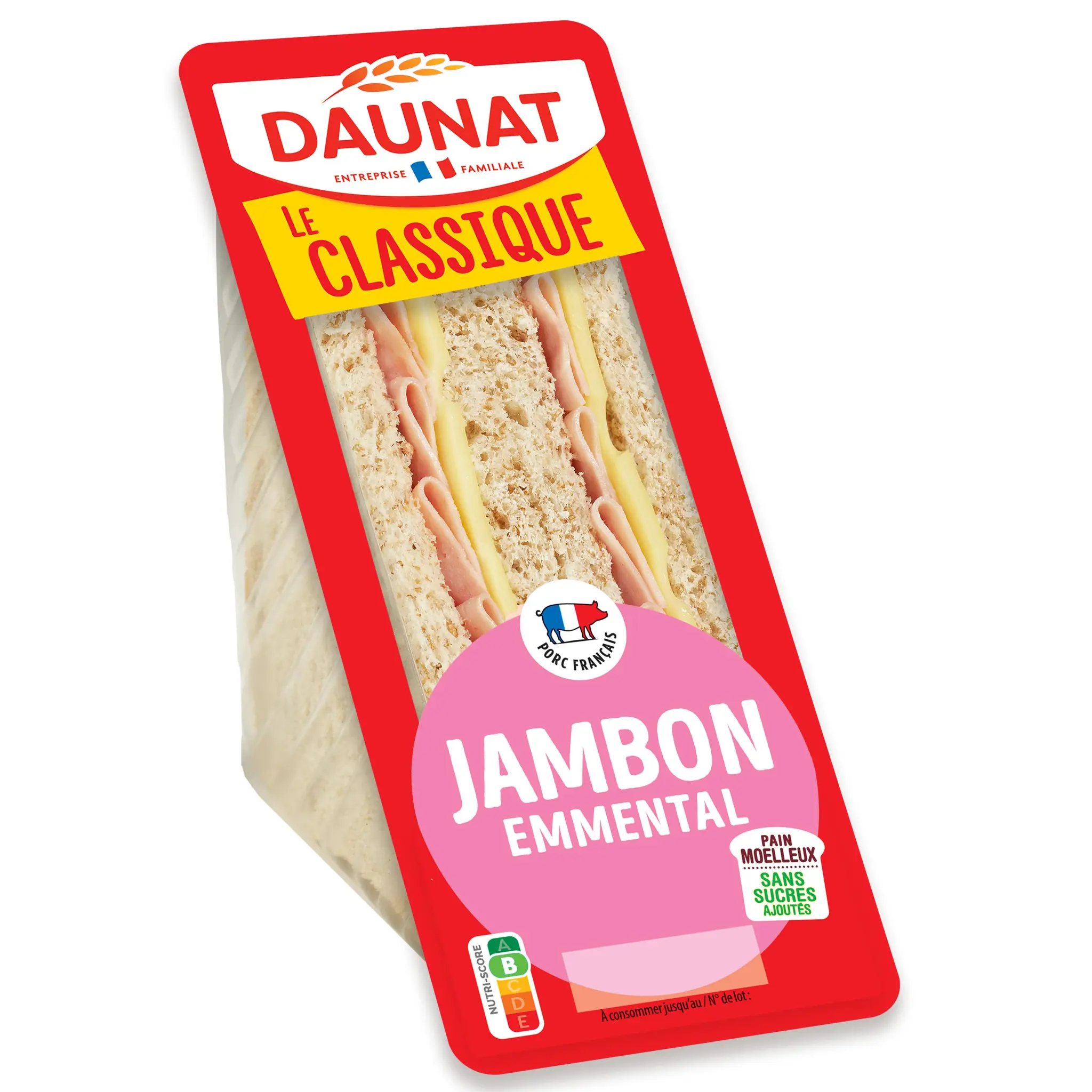 DAUNAT Le club sandwich jambon et emmental