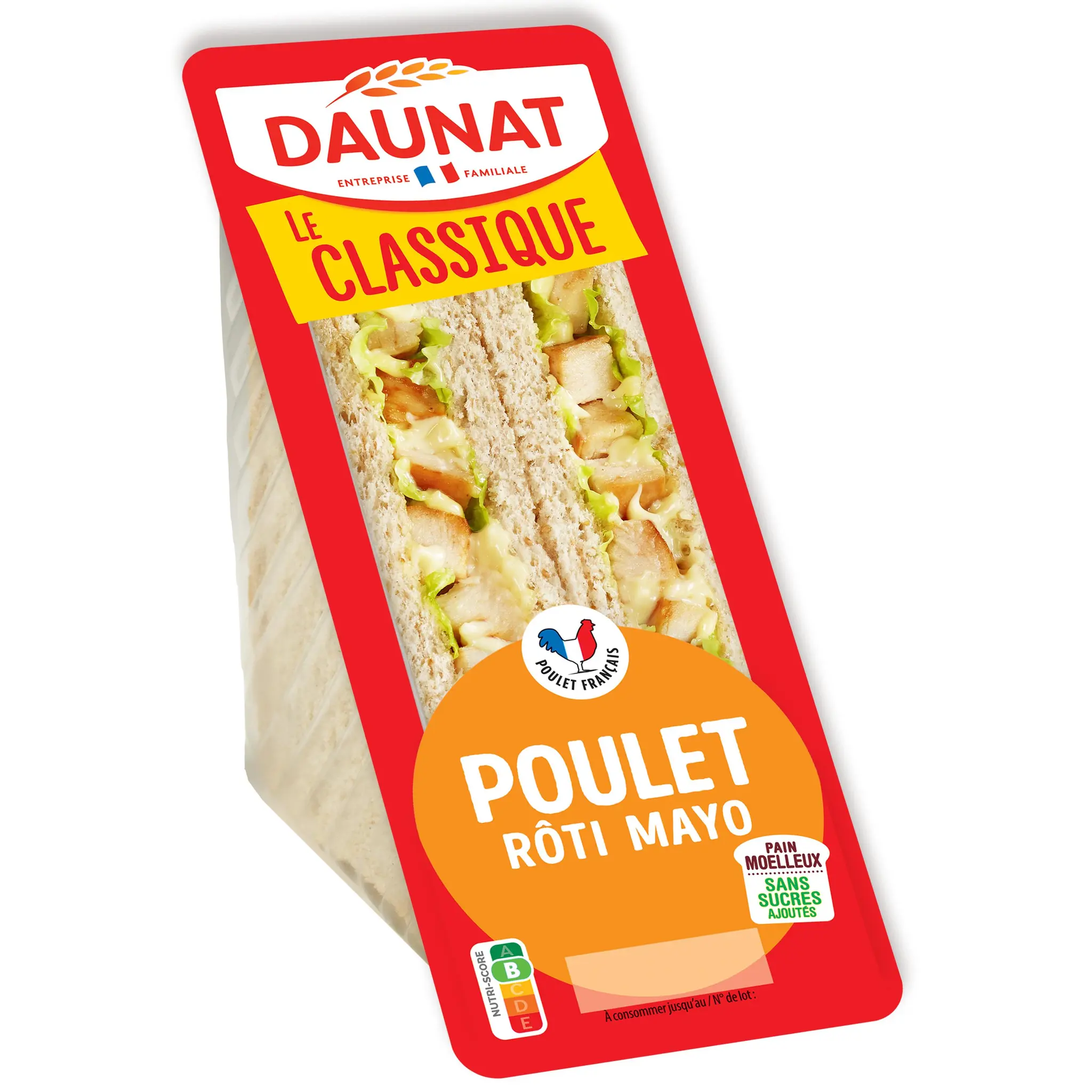 DAUNAT Le club sandwich poulet rôti et mayonnaise