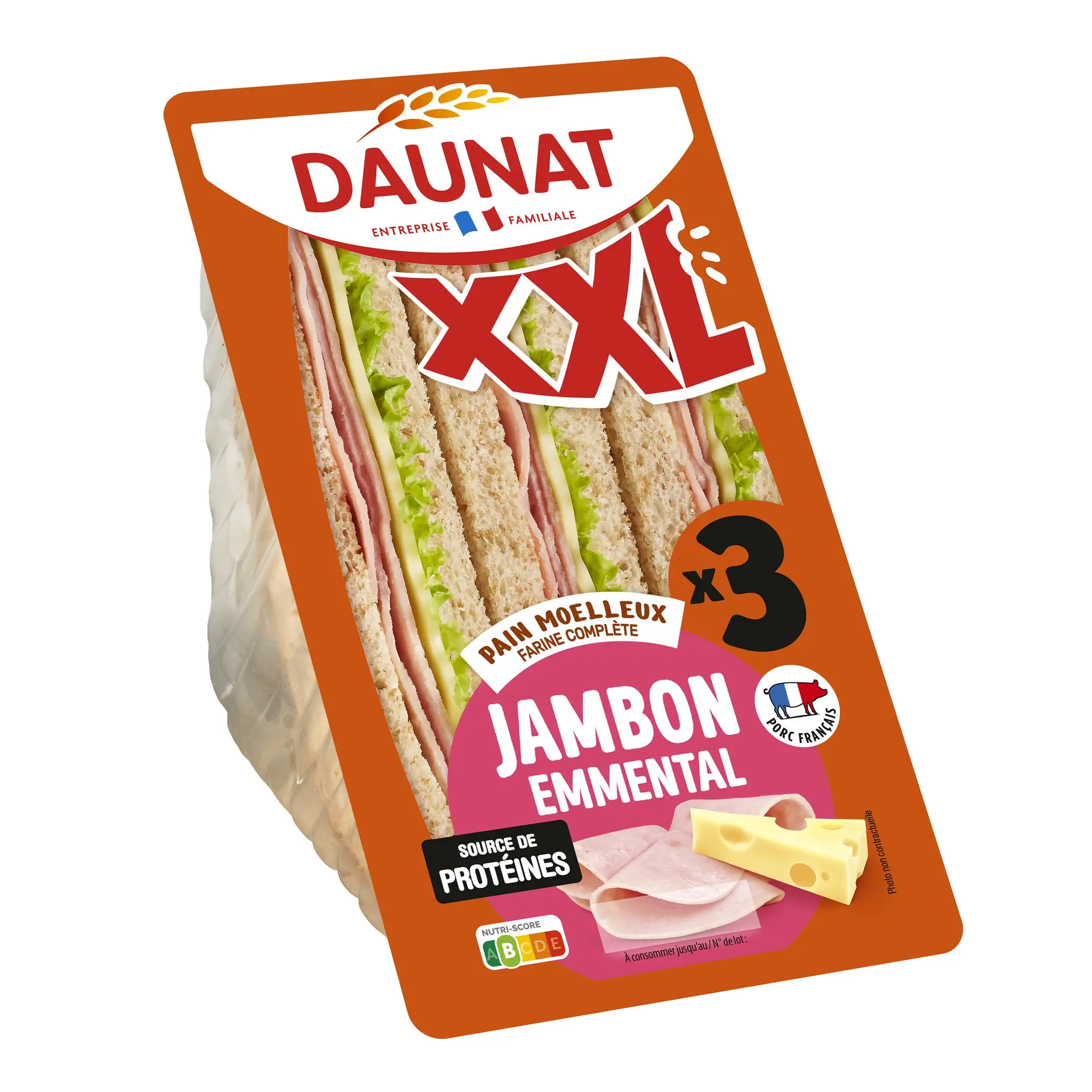 DAUNAT Sandwich XXL au jambon et à l'emmental