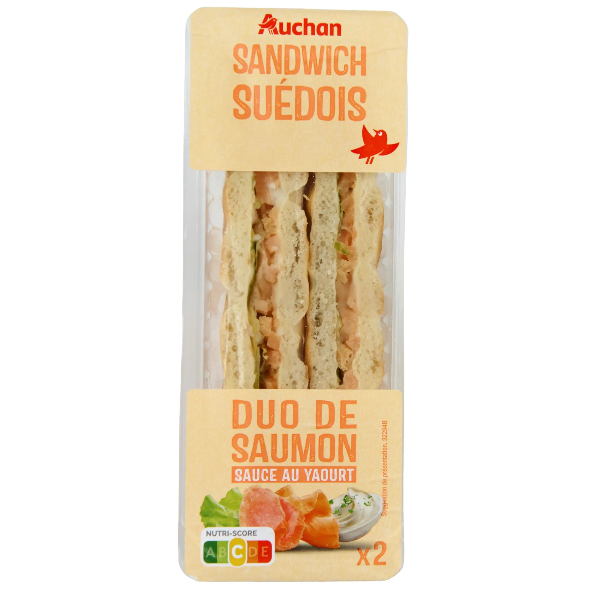AUCHAN Sandwich suédois au saumon sauce yaourt