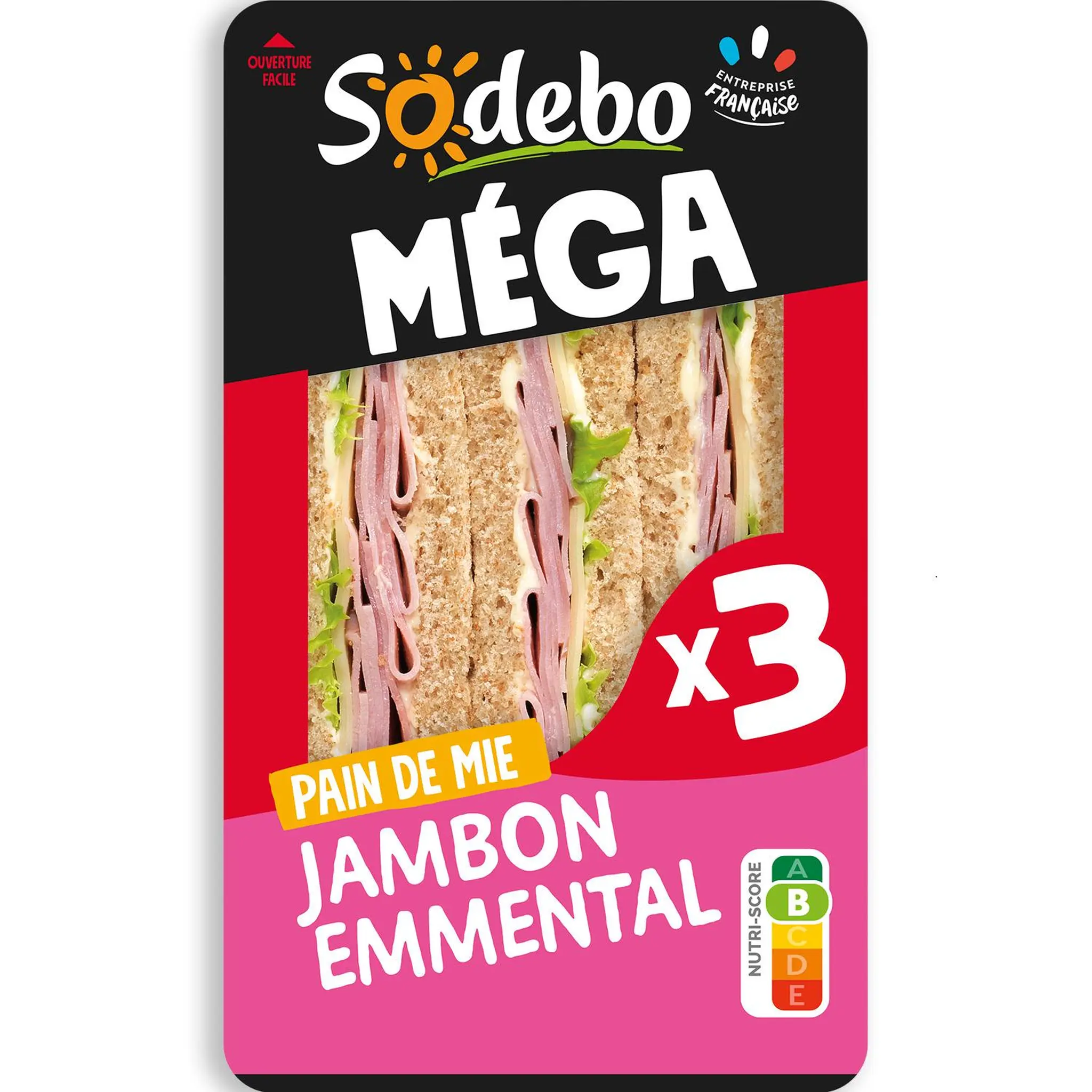 SODEBO Sandwich Le Méga club jambon et emmental