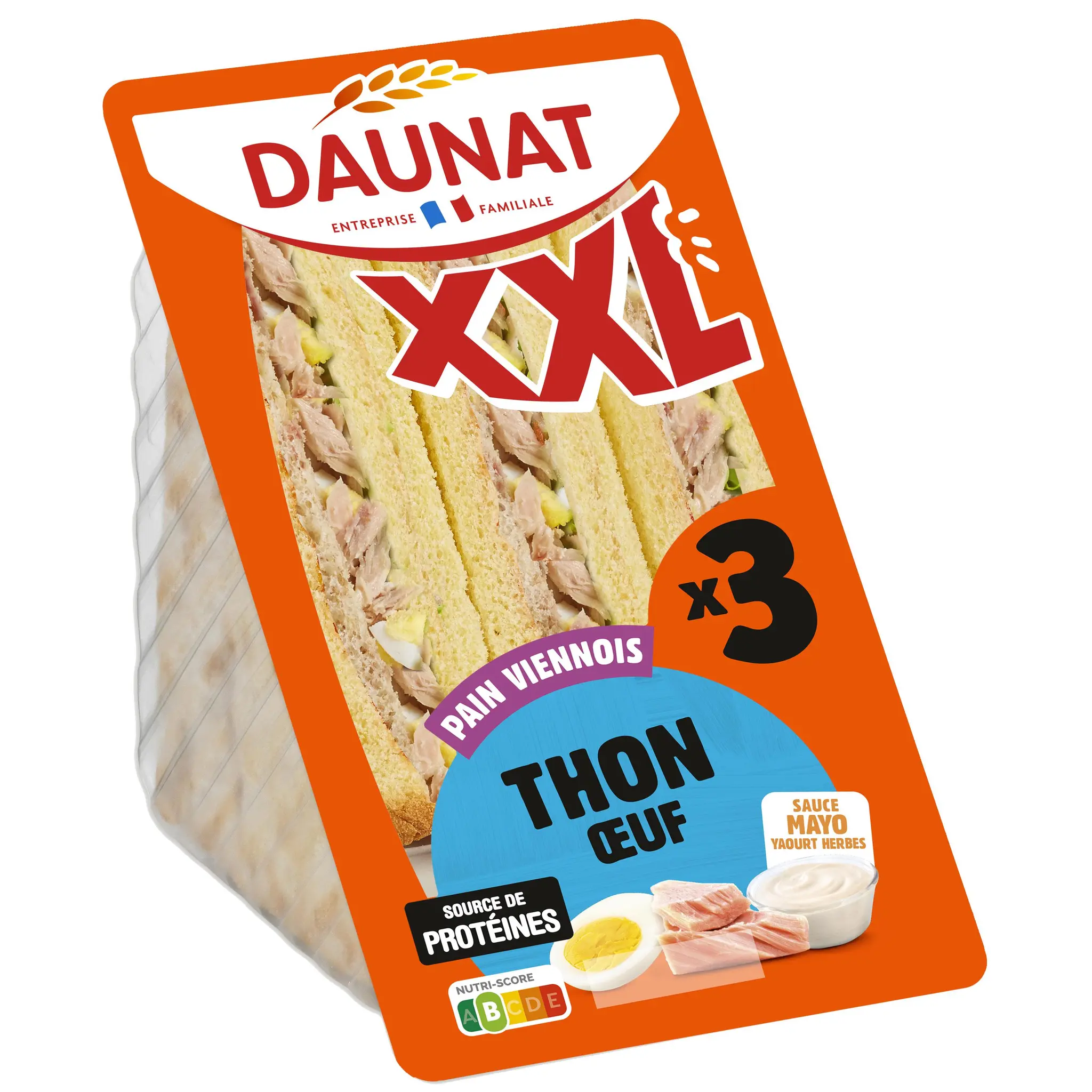 DAUNAT Sandwich XXL viennois thon oeuf sauce mayonnaise