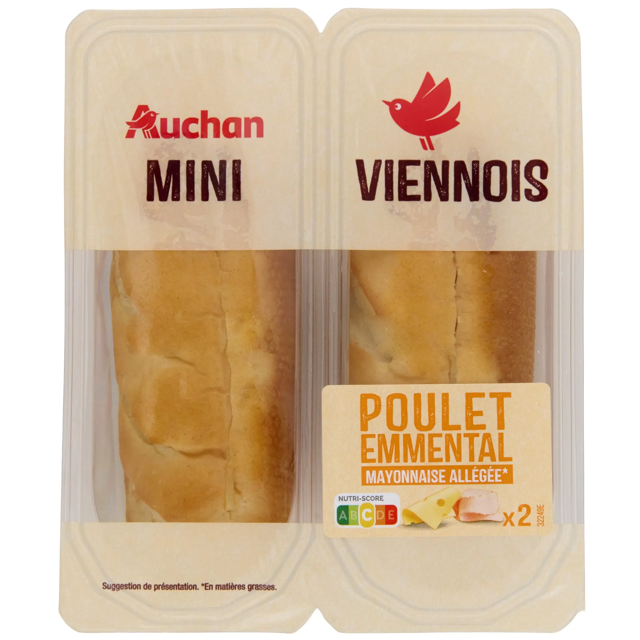 AUCHAN Mini sandwichs Viennois au poulet emmental
