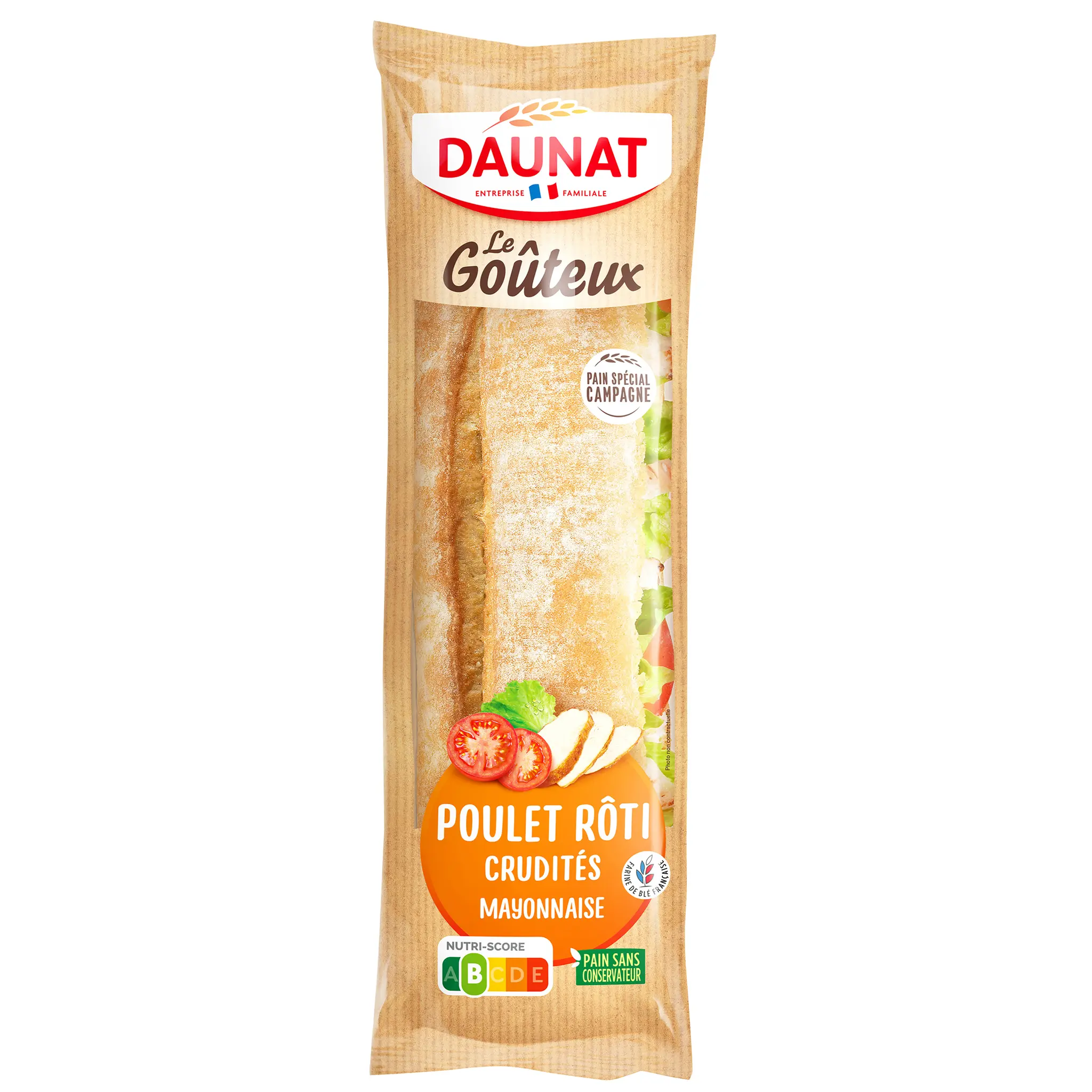DAUNAT Le Goûteux sandwich baguette au poulet rôti et mayonnaise