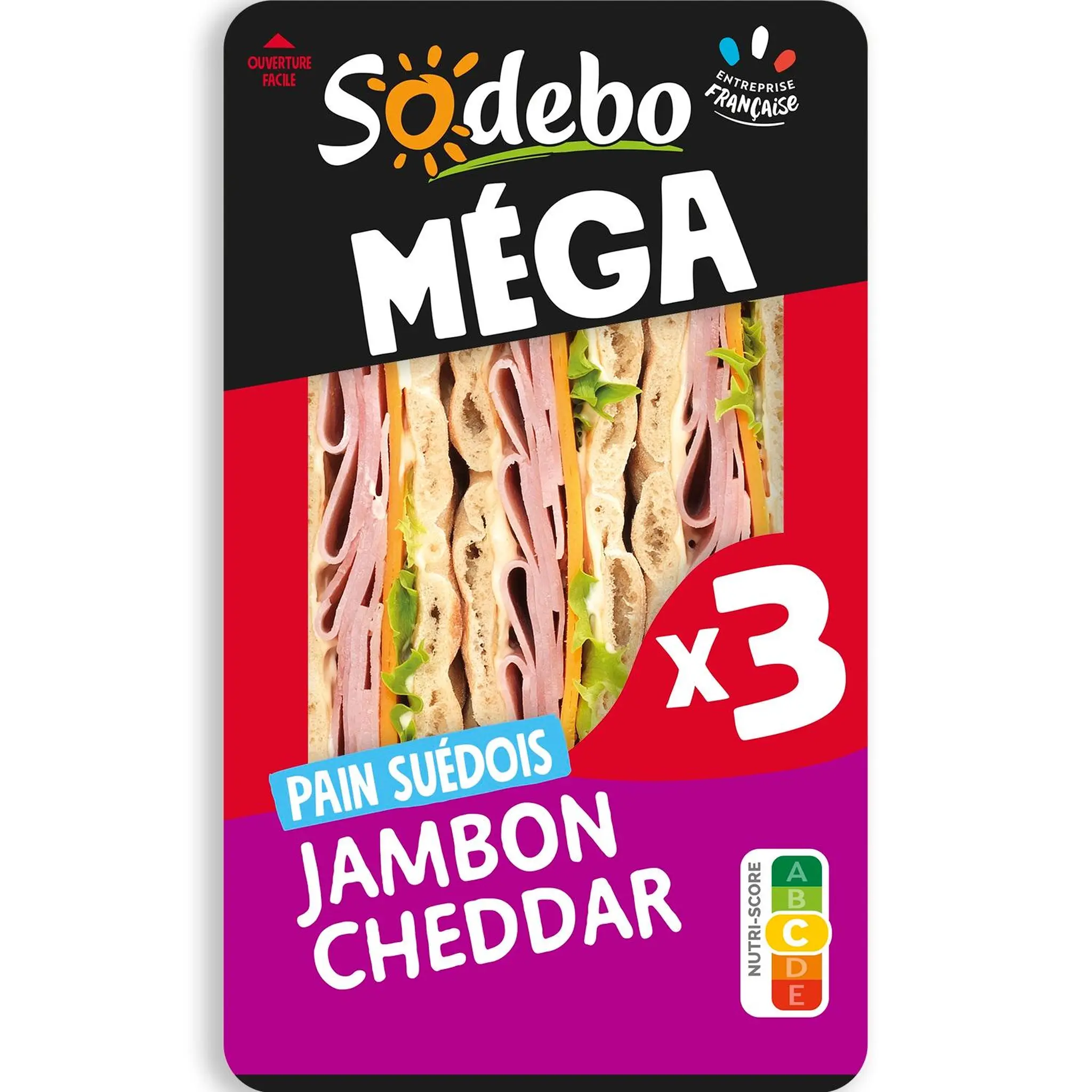 SODEBO Sandwich mega club suédois jambon cheddar