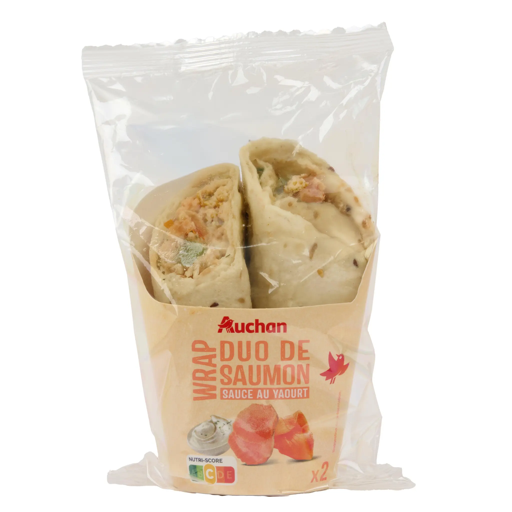 AUCHAN Wrap duo de saumon sauce au yaourt