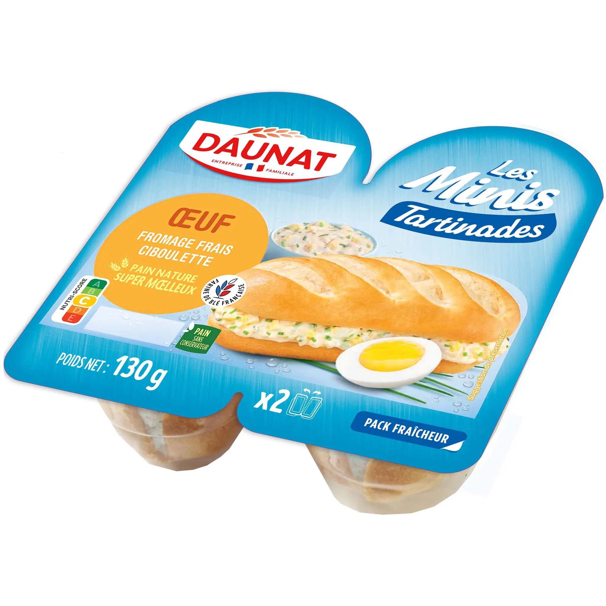DAUNAT Les minis sandwichs oeuf, fromage frais et ciboulette