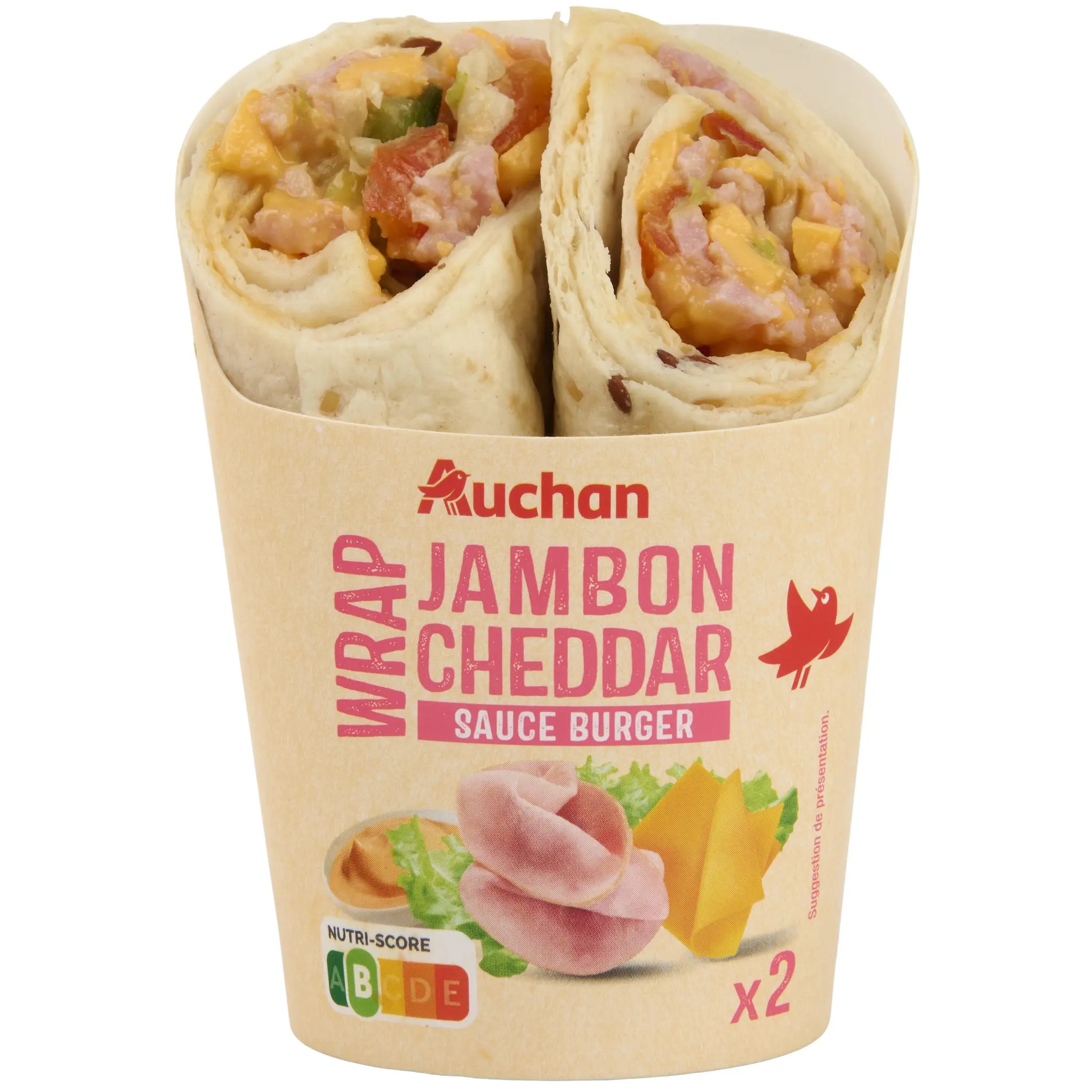 AUCHAN Wrap jambon cheddar sauce burger