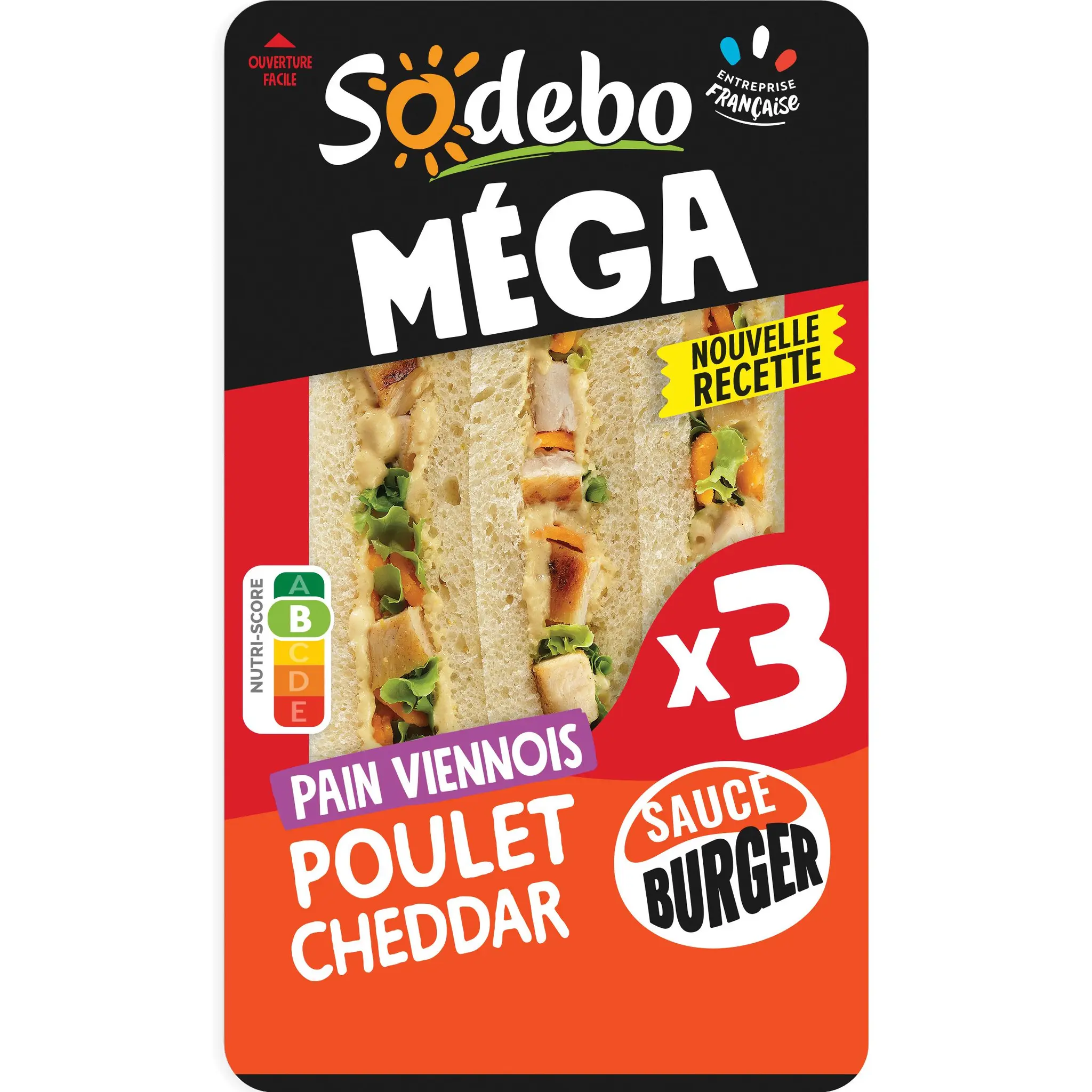 SODEBO Sandwich club viennois poulet cheddar sauce burger