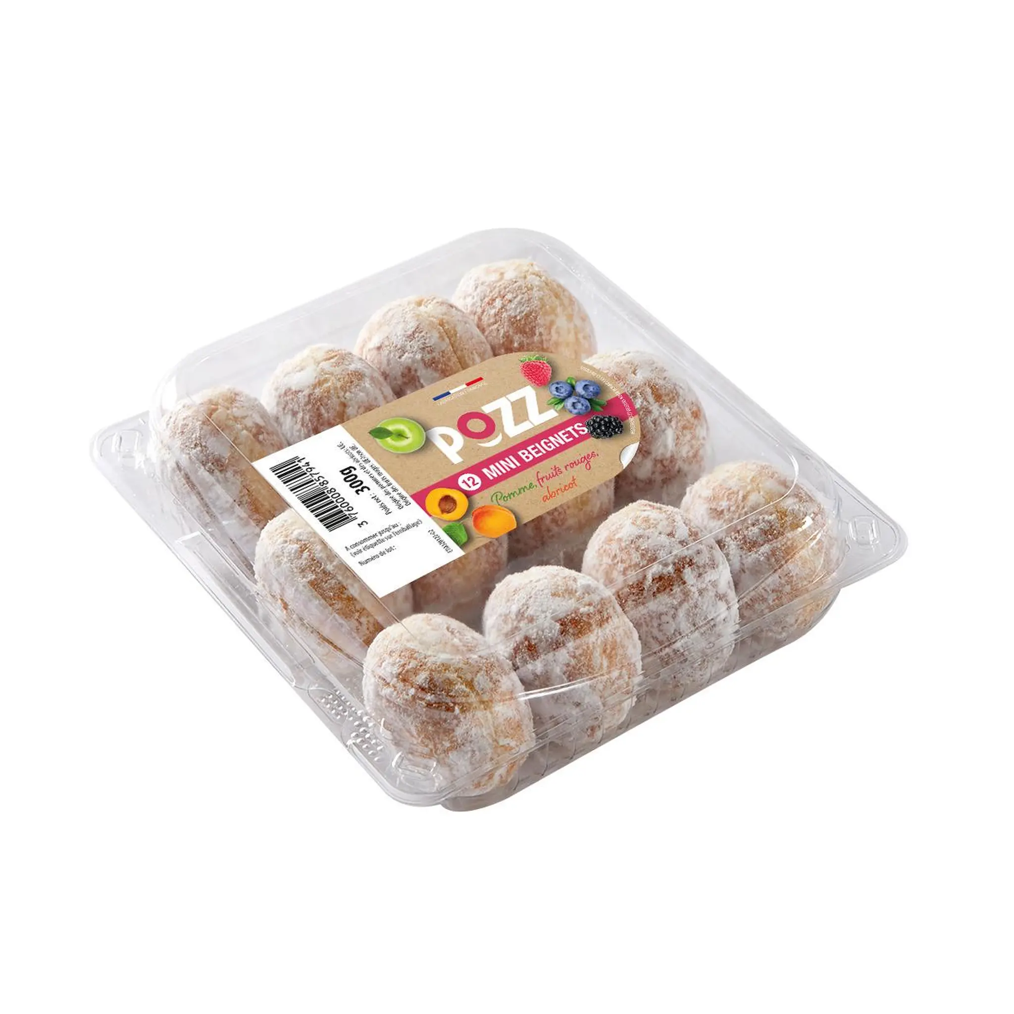 Mini beignets parfums assortiments 4 pommes 4 fruits rouges 4 abricots