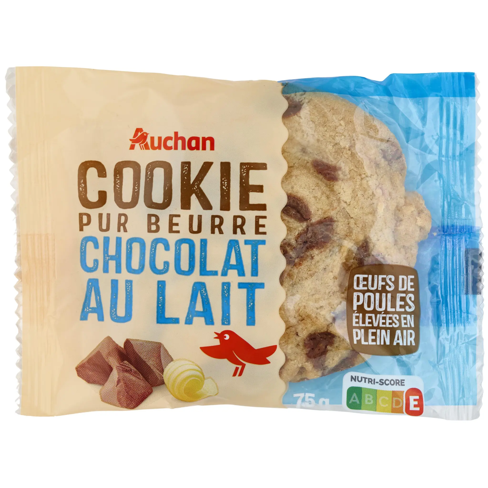 AUCHAN Cookie pur beurre chocolat au lait
