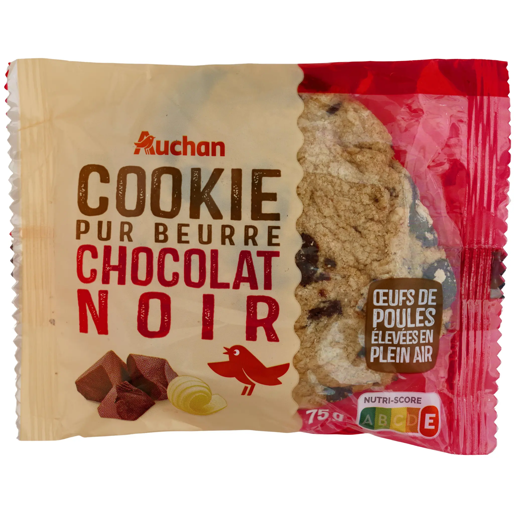 AUCHAN Cookie pur beurre au chocolat noir