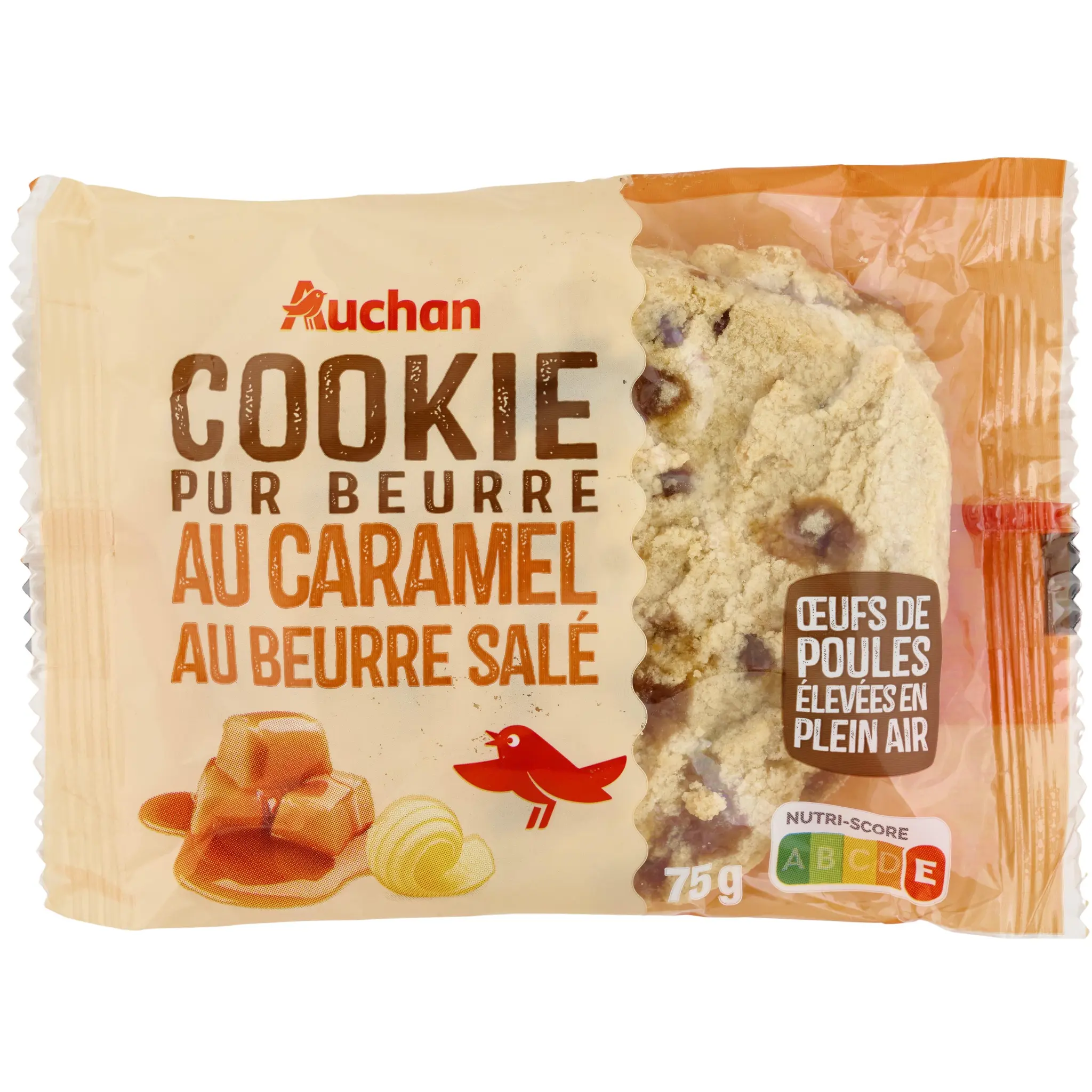 AUCHAN Cookie pur beurre au caramel beurre salé