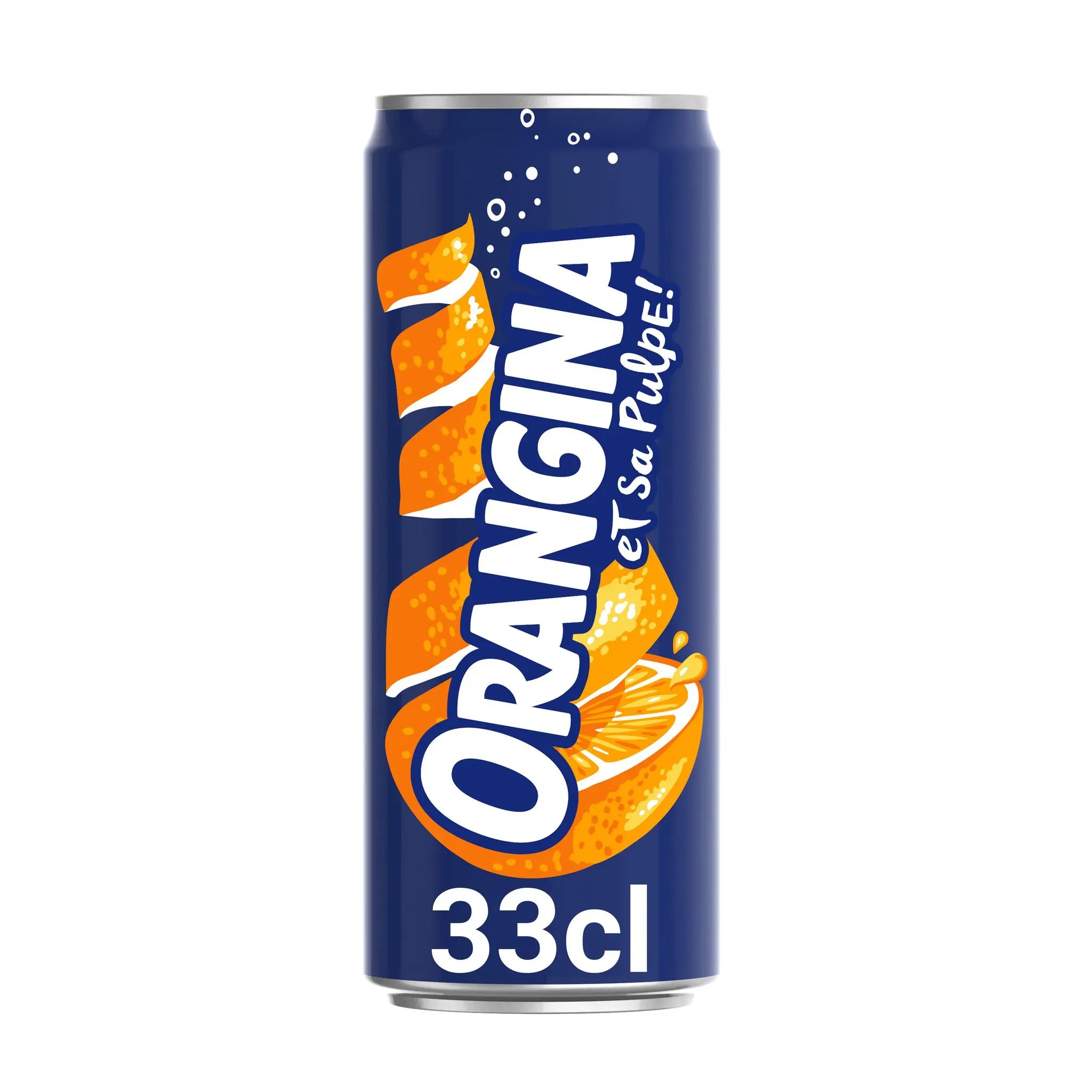 ORANGINA Boisson gazeuse à la pulpe de fruits jaunes boîte slim