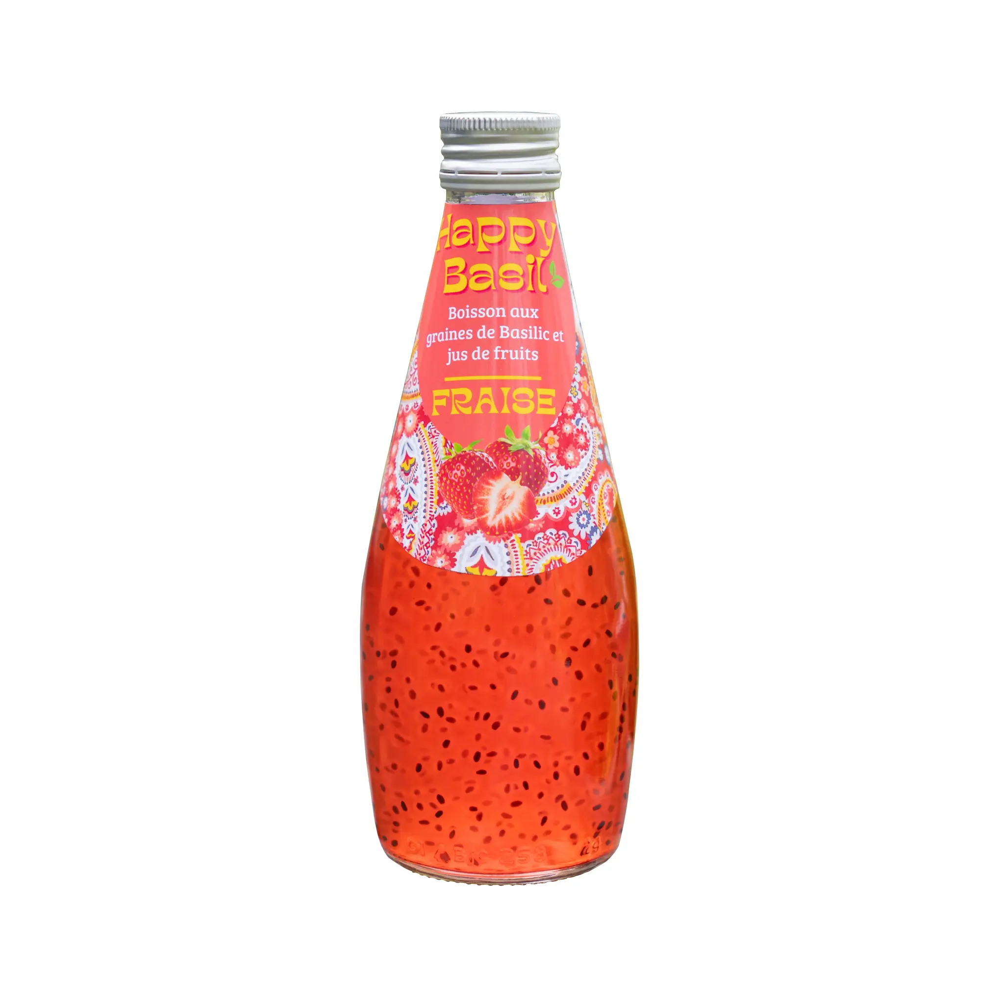 HAPPY BASIL Soda fraise à base de graines de basilic
