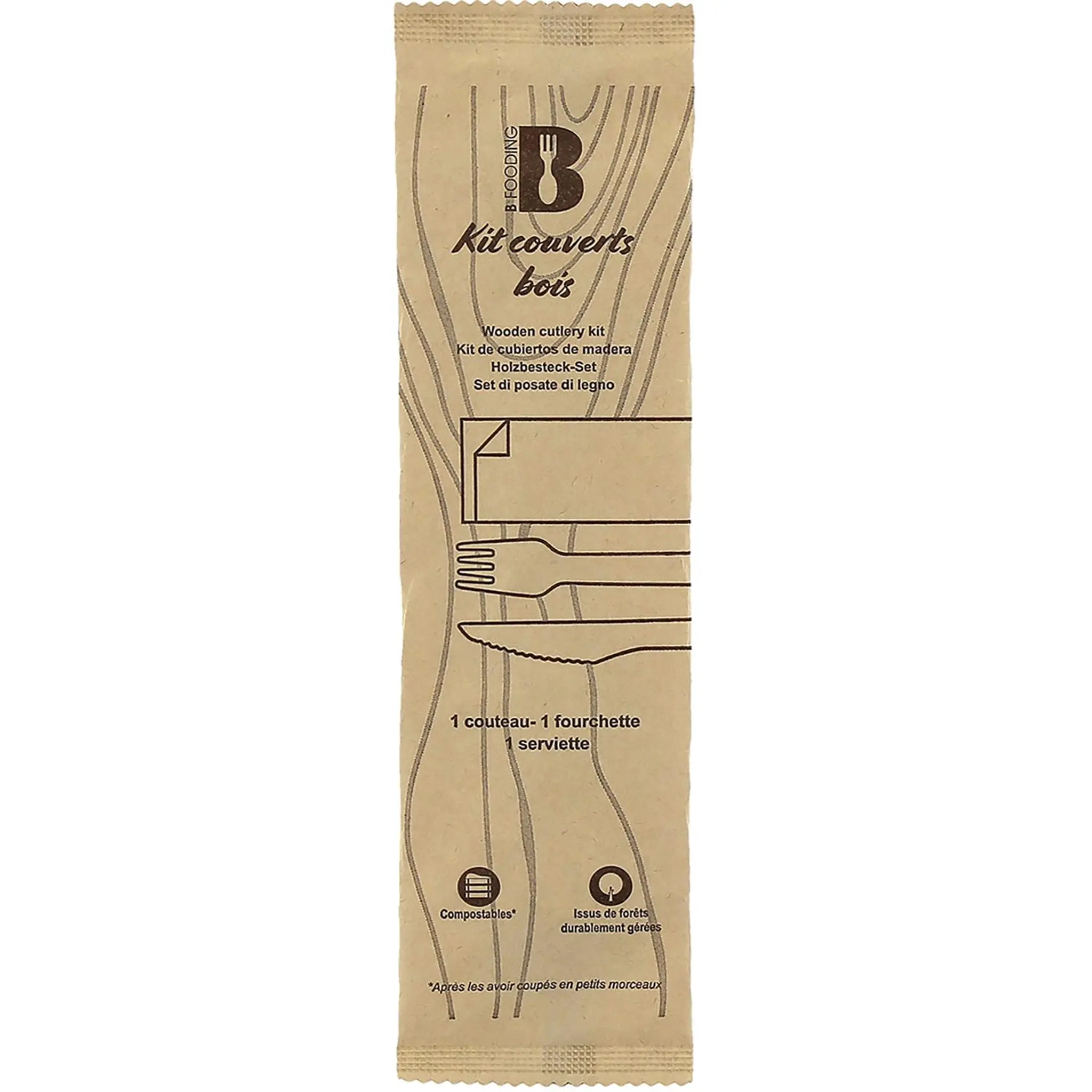 Kit couverts en bois 3 en 1
