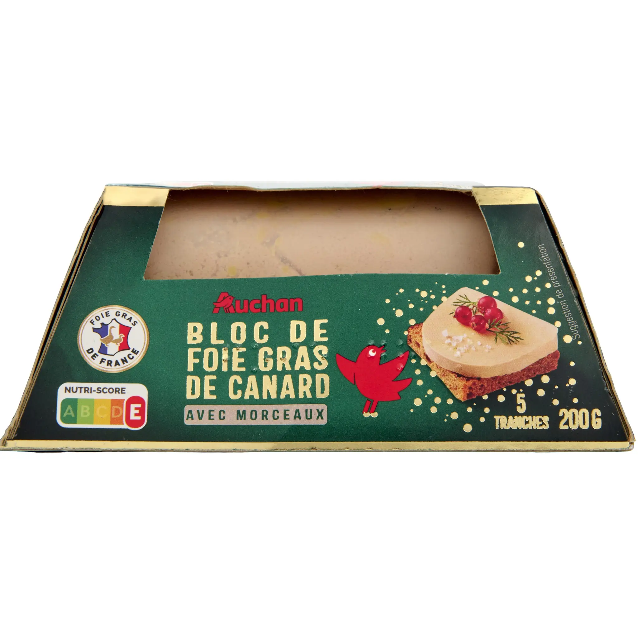AUCHAN Bloc de foie gras de canard avec morceaux
