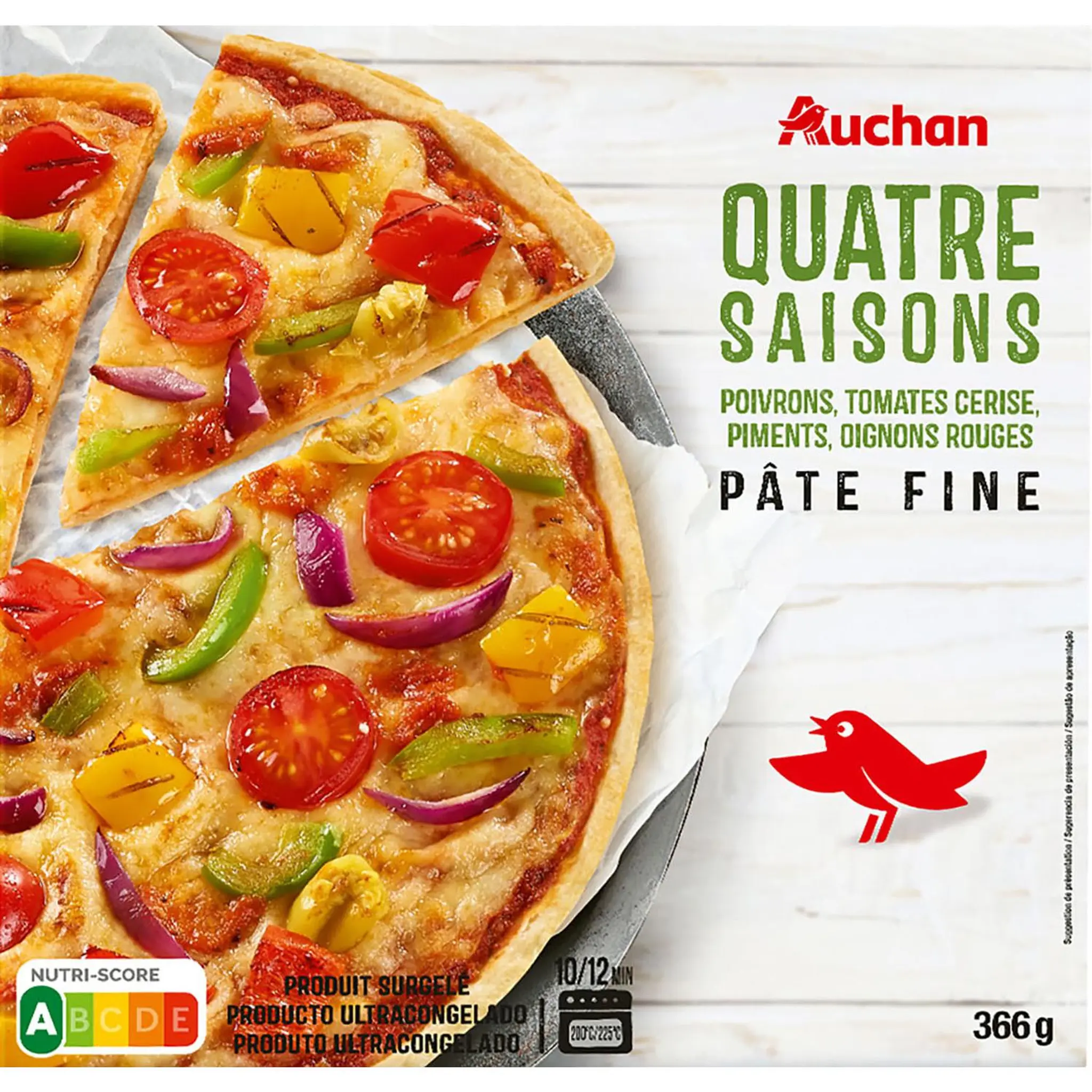 AUCHAN Pizza pâte fine 4 saisons
