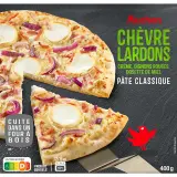 AUCHAN Pizza chèvre et lardons cuite au feu de bois