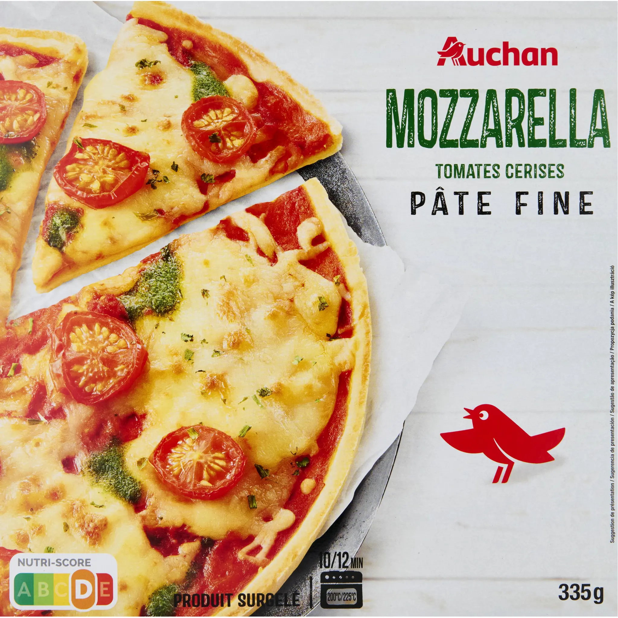 AUCHAN Pizza pâte fine mozzarella