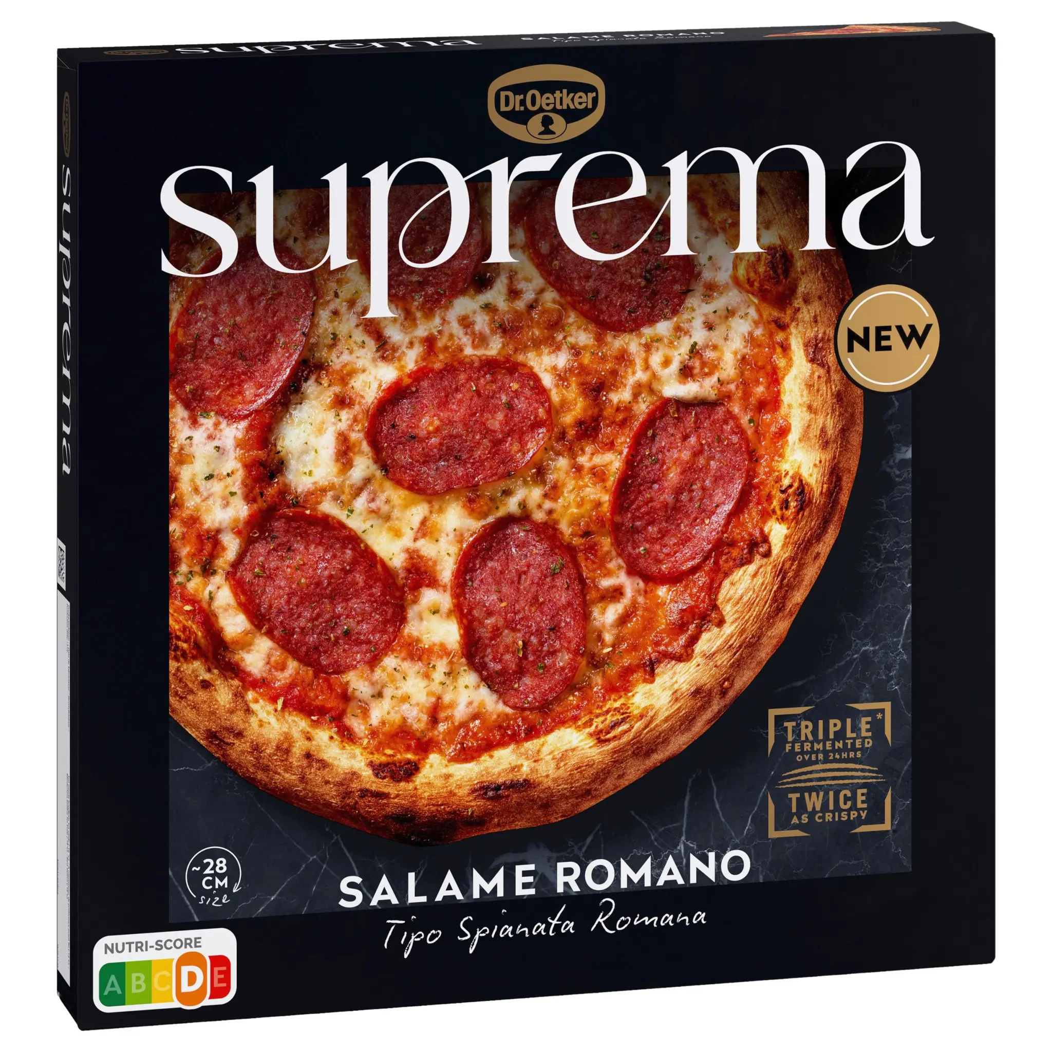 DR OETKER Pizza salame romano et fromage cuite sur pierre