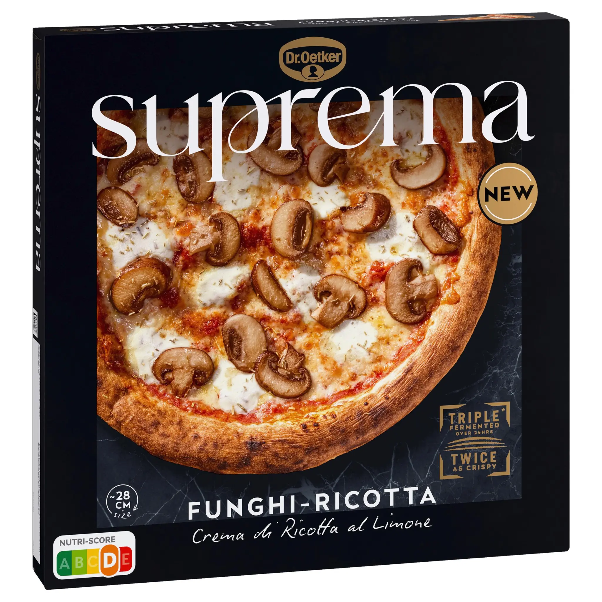 DR OETKER Suprema Pizza surgelée cuite sur pierre champignons ricotta citron fromage