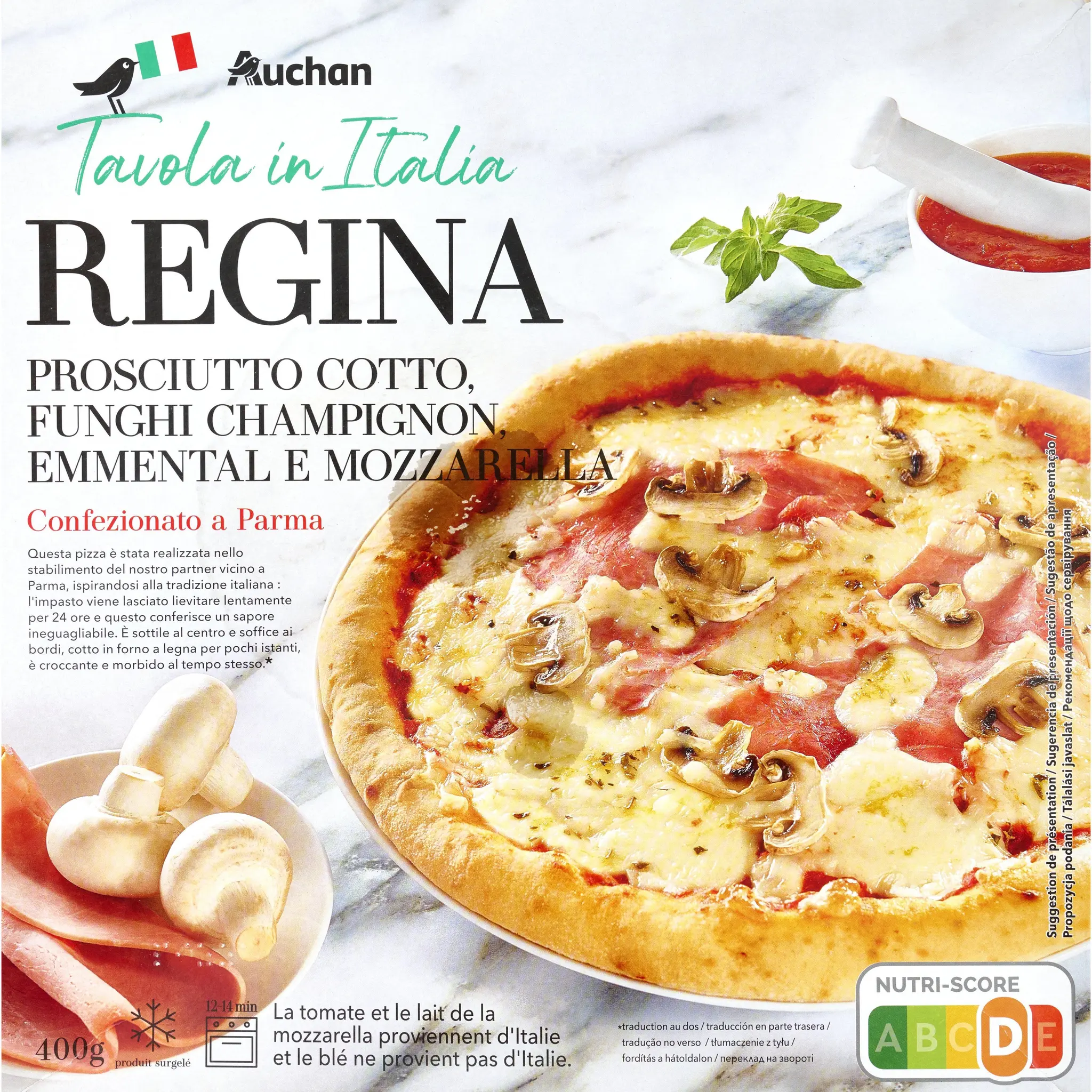 AUCHAN TAVOLA IN ITALIA Pizza regina cuite cuite au feu de bois