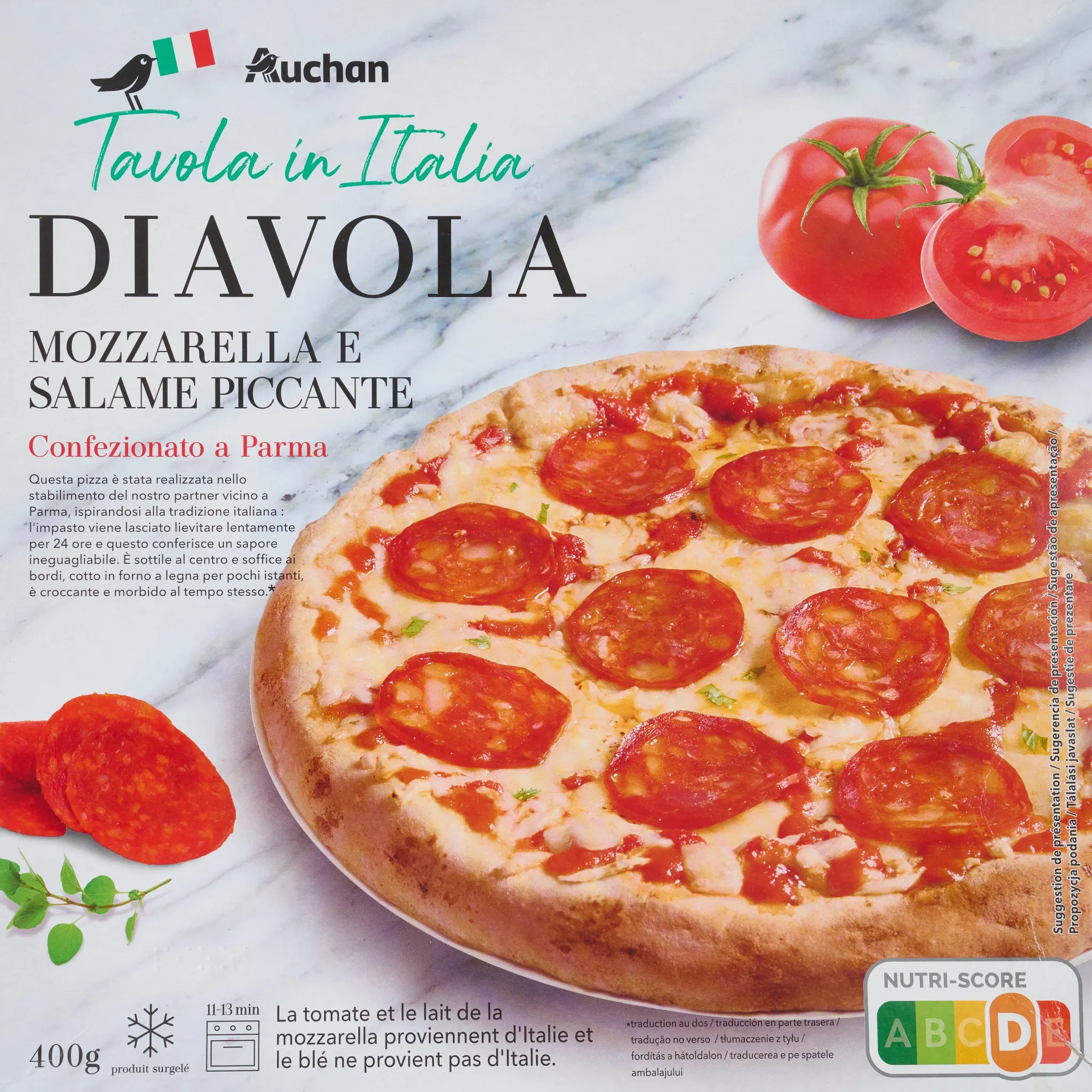 AUCHAN TAVOLA IN ITALIA Pizza diavola cuite au feu de bois