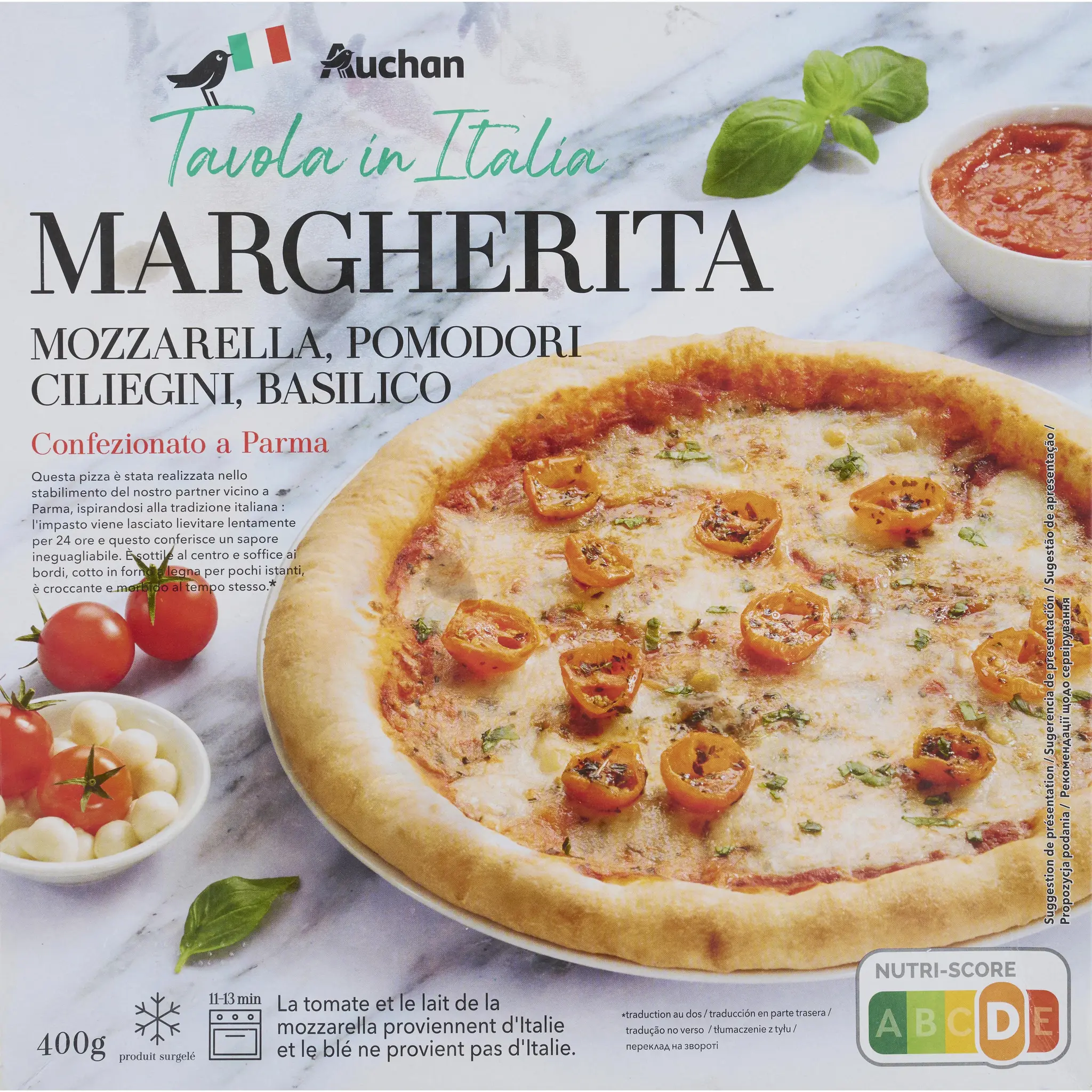 AUCHAN TAVOLA IN ITALIA Pizza margherita cuite au feu de bois