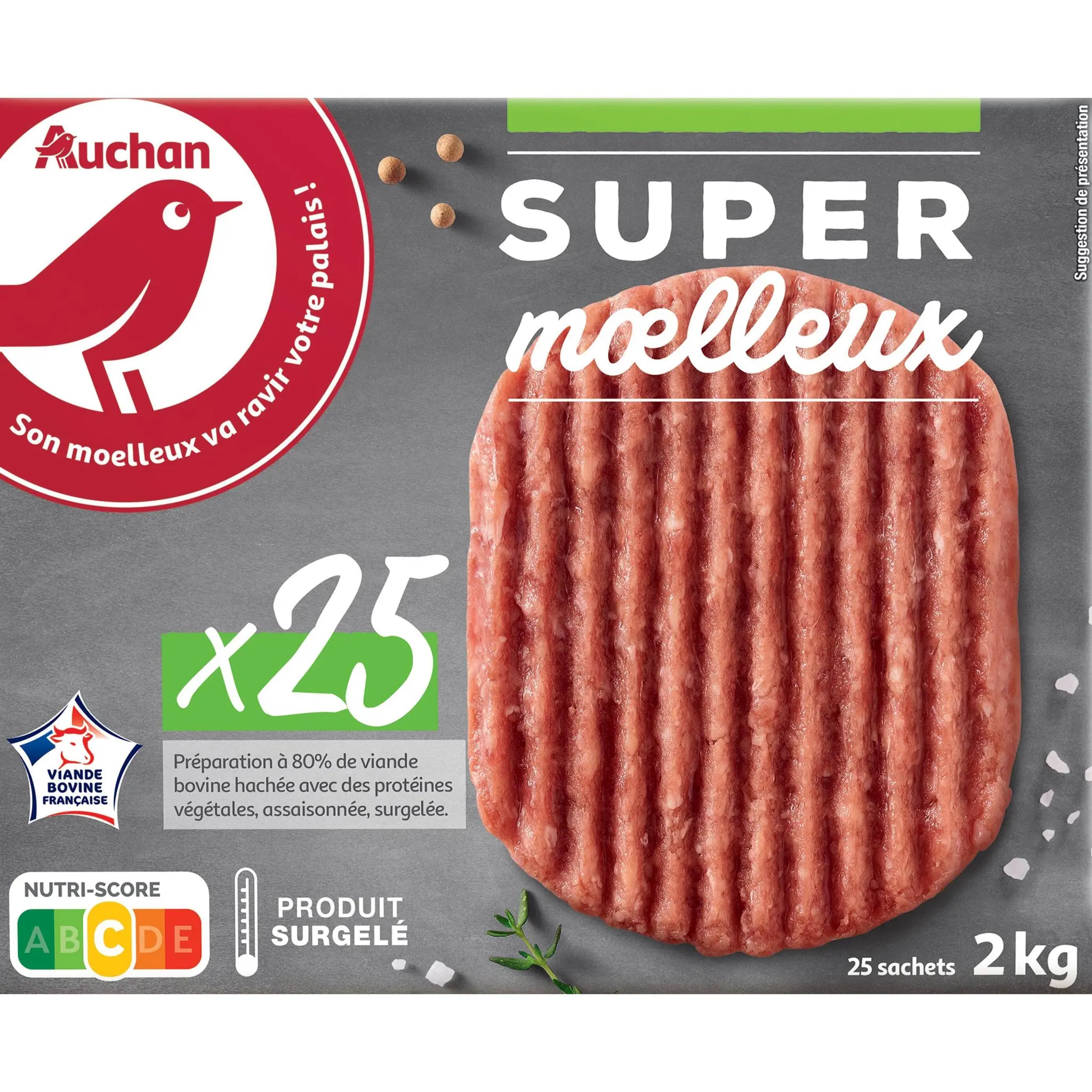 AUCHAN Hachés super moelleux 15% MG