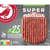 AUCHAN Hachés super moelleux 15% MG