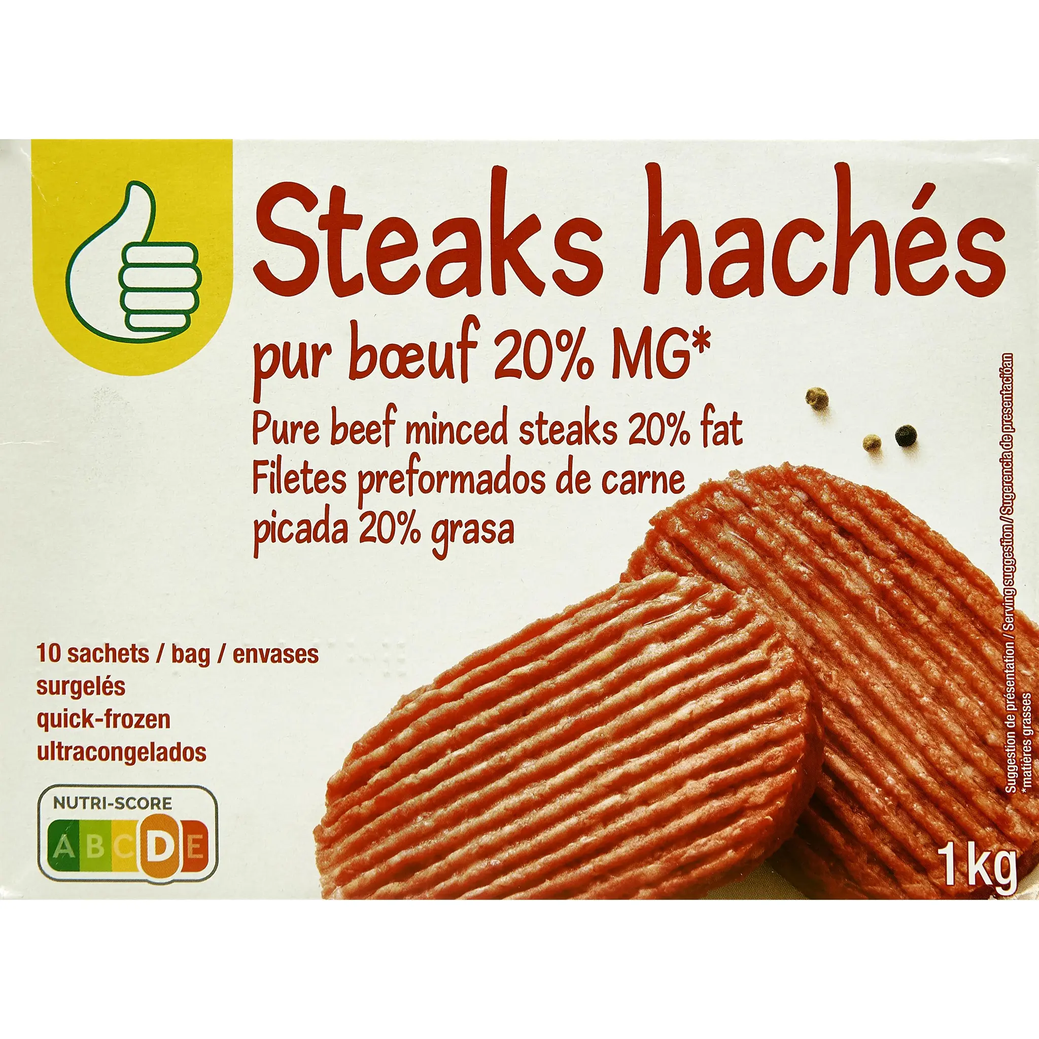 POUCE Steaks hachés pur bœuf 20% mg