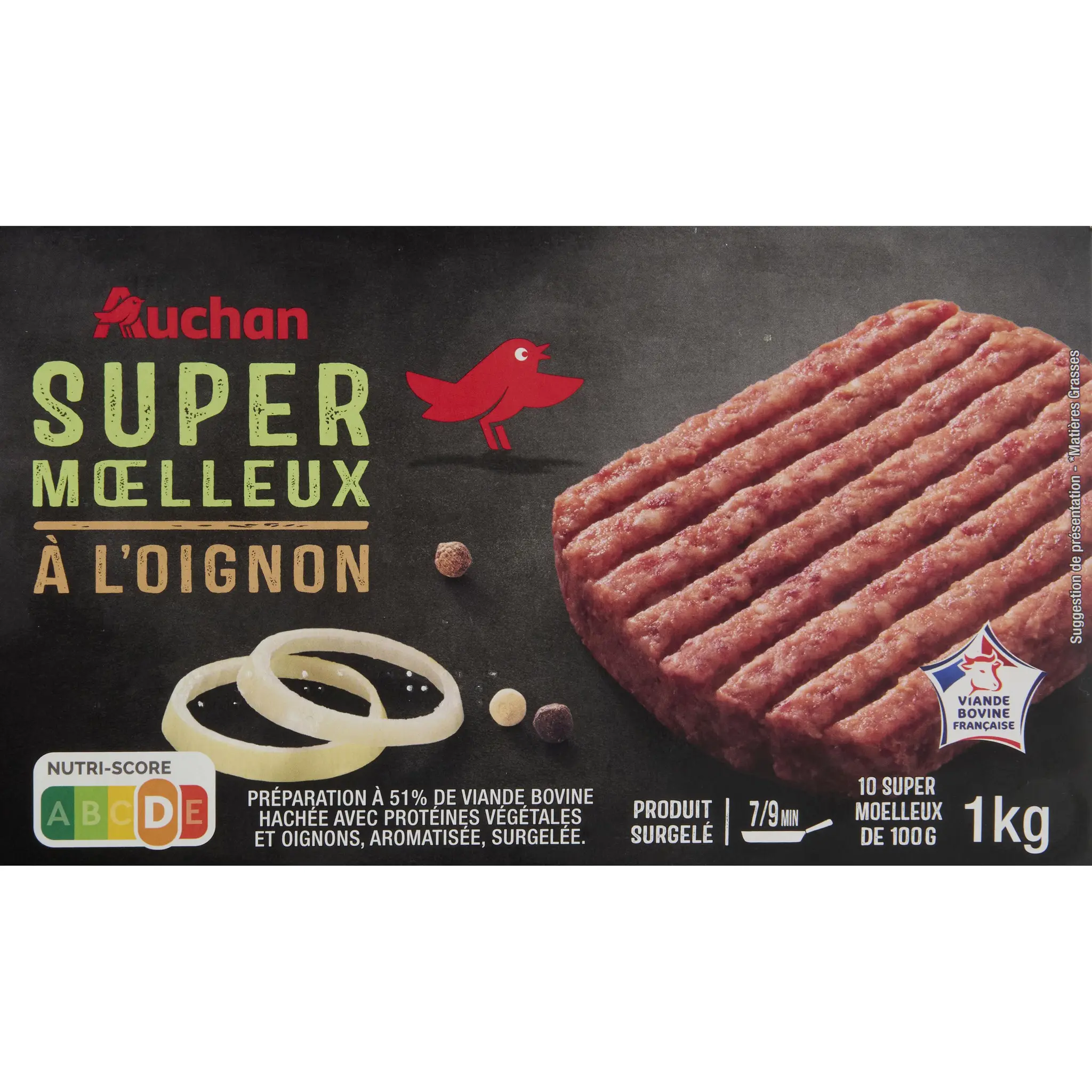 AUCHAN Hachés aux oignons super moelleux 15% mg