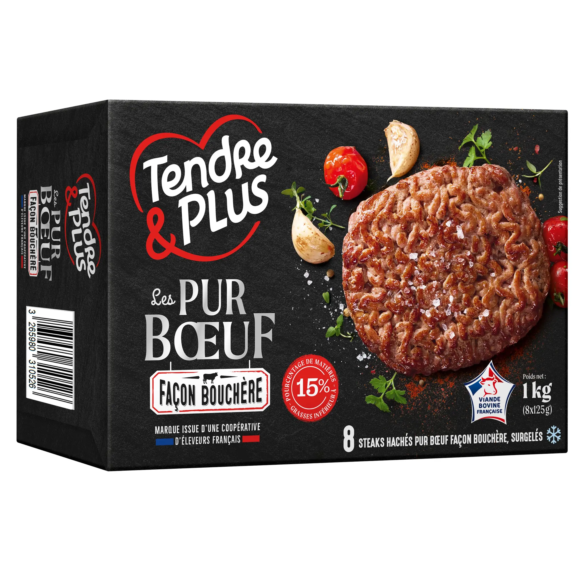TENDRE & PLUS Steaks hachés pur boeuf façon bouchère surgelés