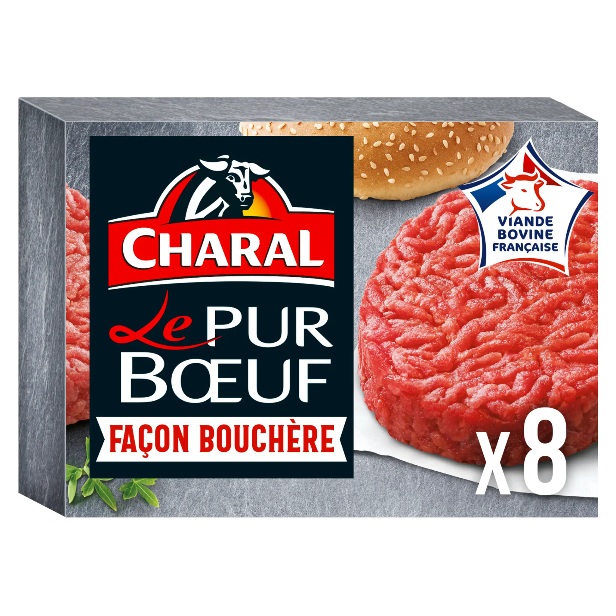 CHARAL Steaks hachés pur bœuf façon bouchère 18% mg
